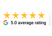Five star average rating on Google