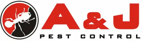 A&J Pest Control logo with a stylized black and white ant inside a red and black circle.