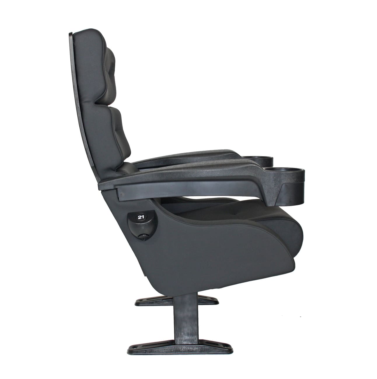 Kinostuhl Modell Sofia in der Seitenansicht zur Darstellung der Ergonomie und Profilform.