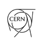 CERN logo with stylized accelerator rings and lines.