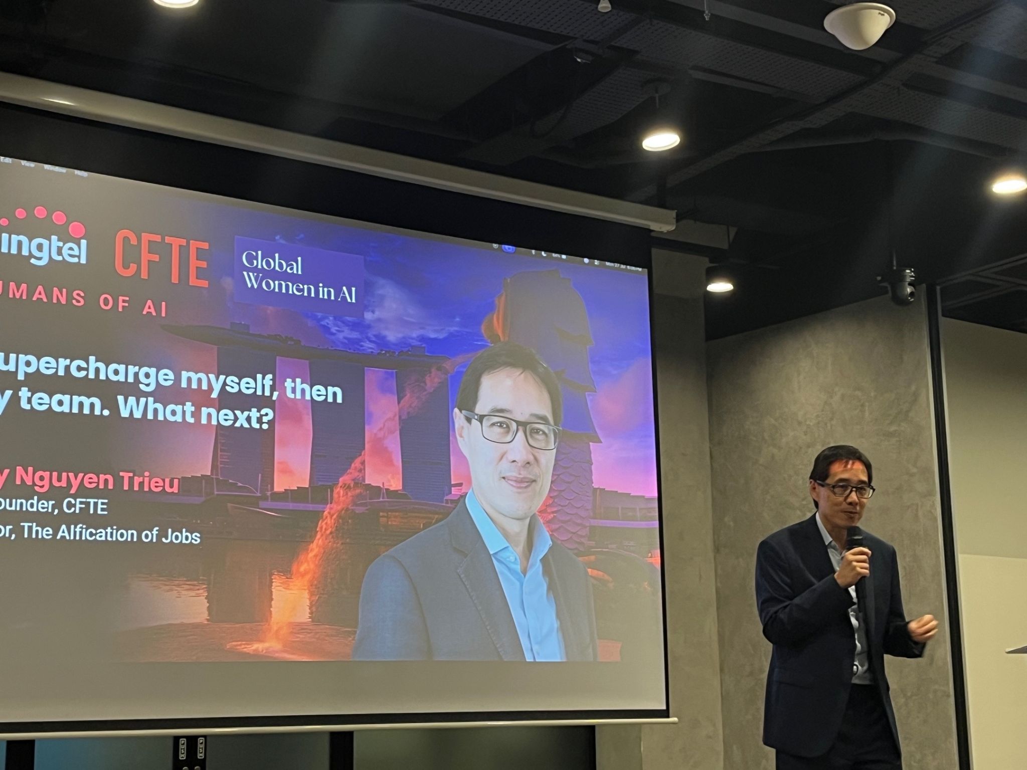 A talk in progress at Supercharged