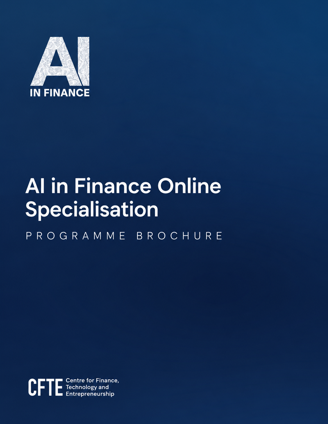 AI in Finance Online Specialisation programme brochure cover
