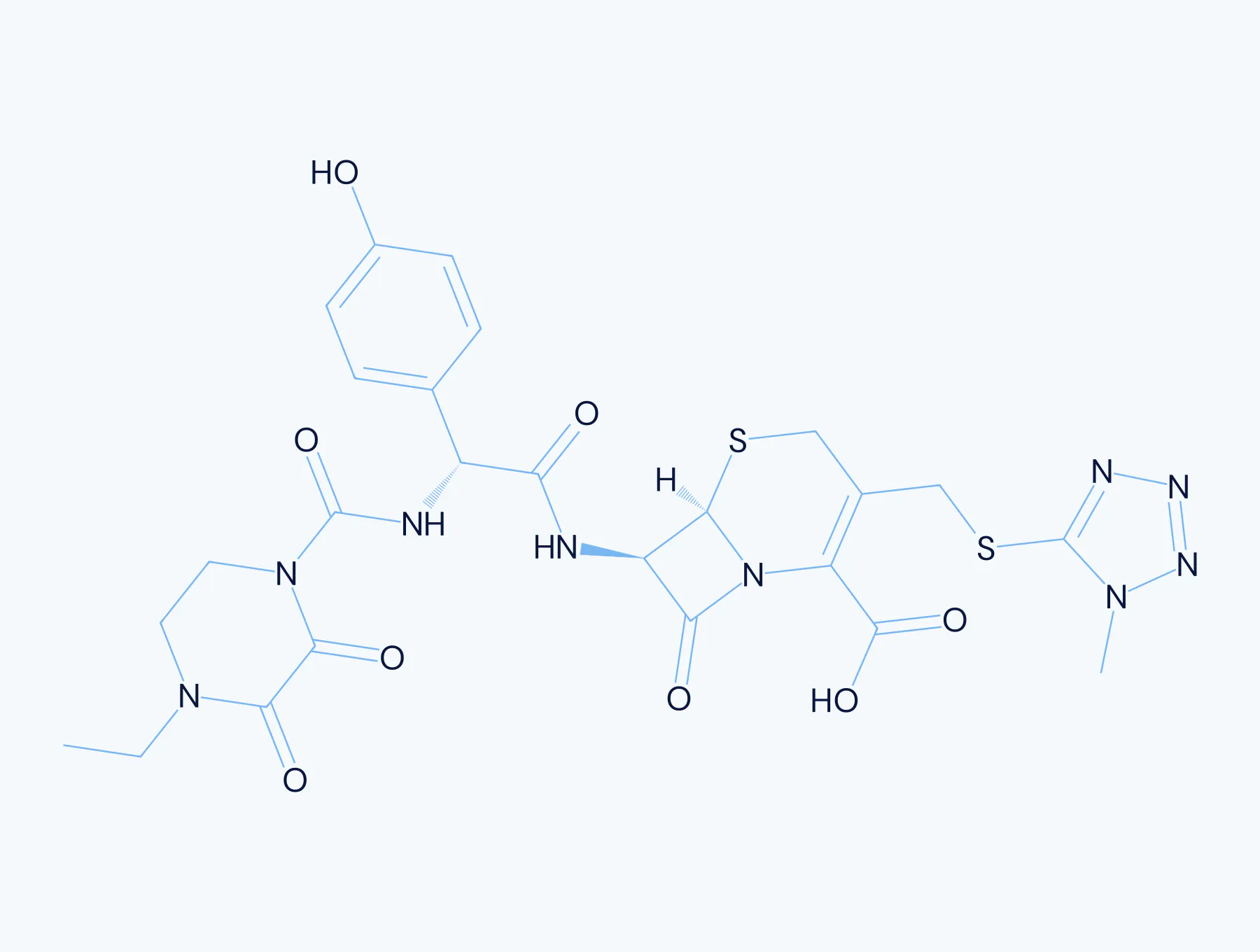 Chemical structure diagram for Cefoperazone Sodium or Cefoperazone Acid API