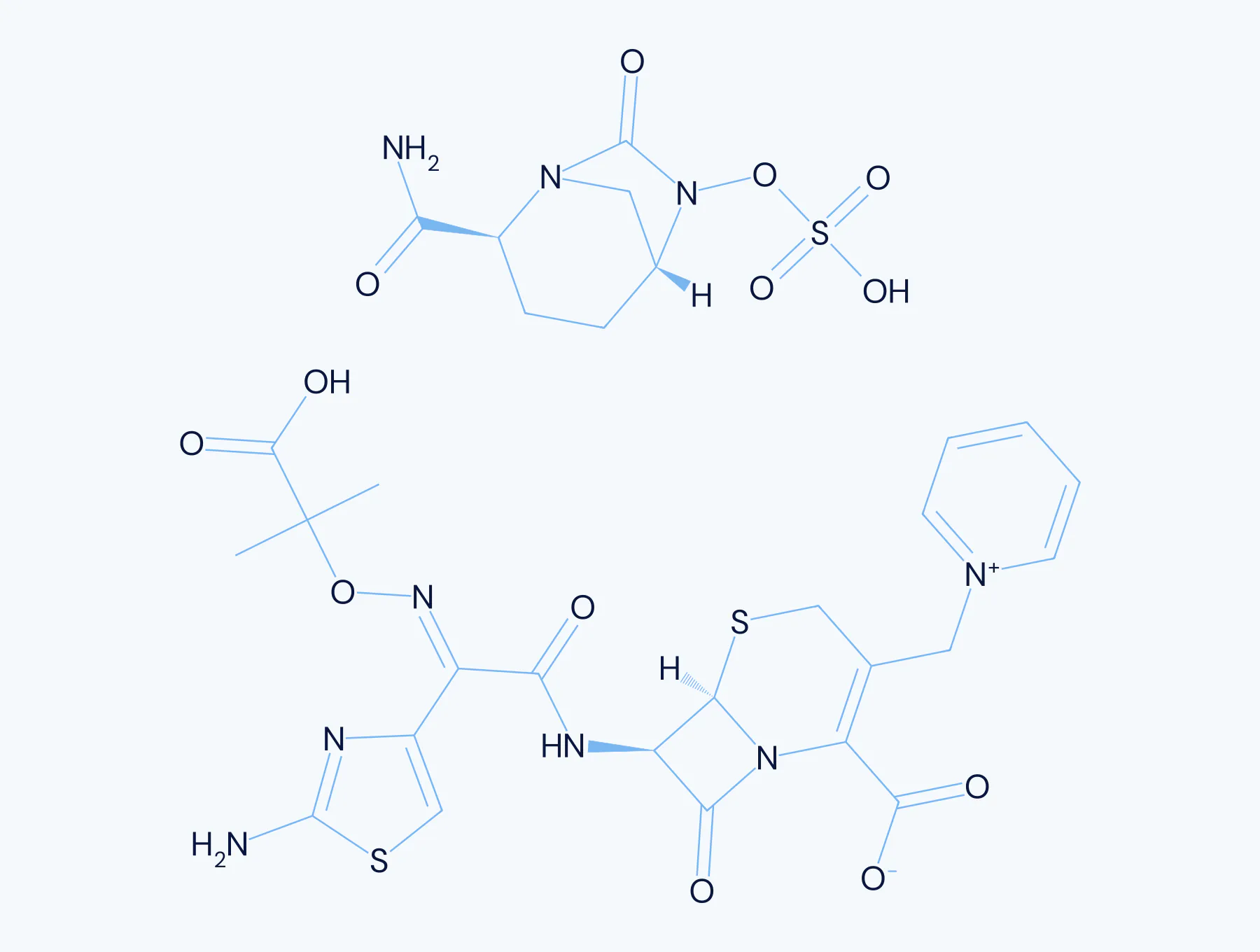 Chemical structure diagram for Ceftazidime + Avibactam antibiotic API