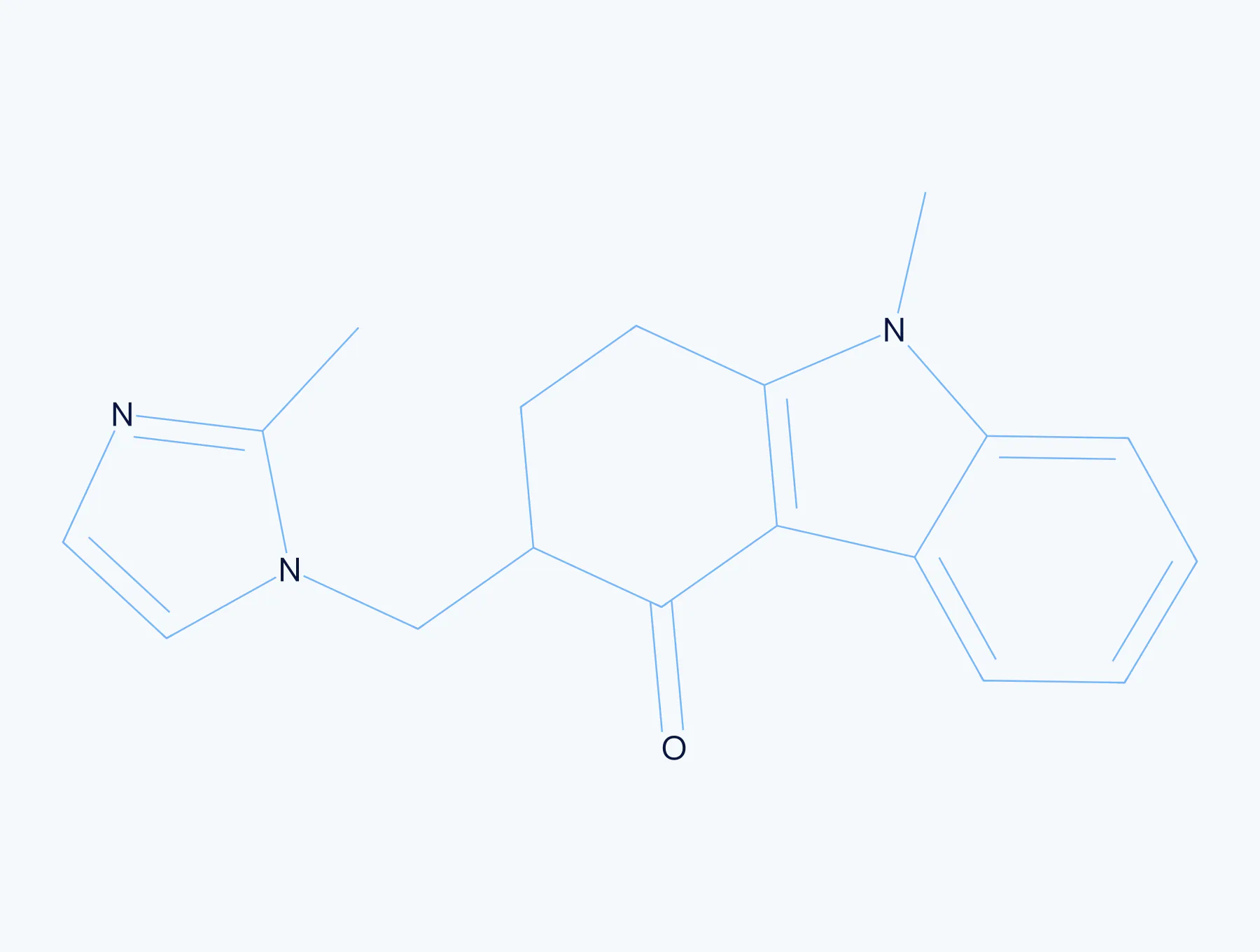 Chemical structure diagram for Ondansetron, an antiemetic drug