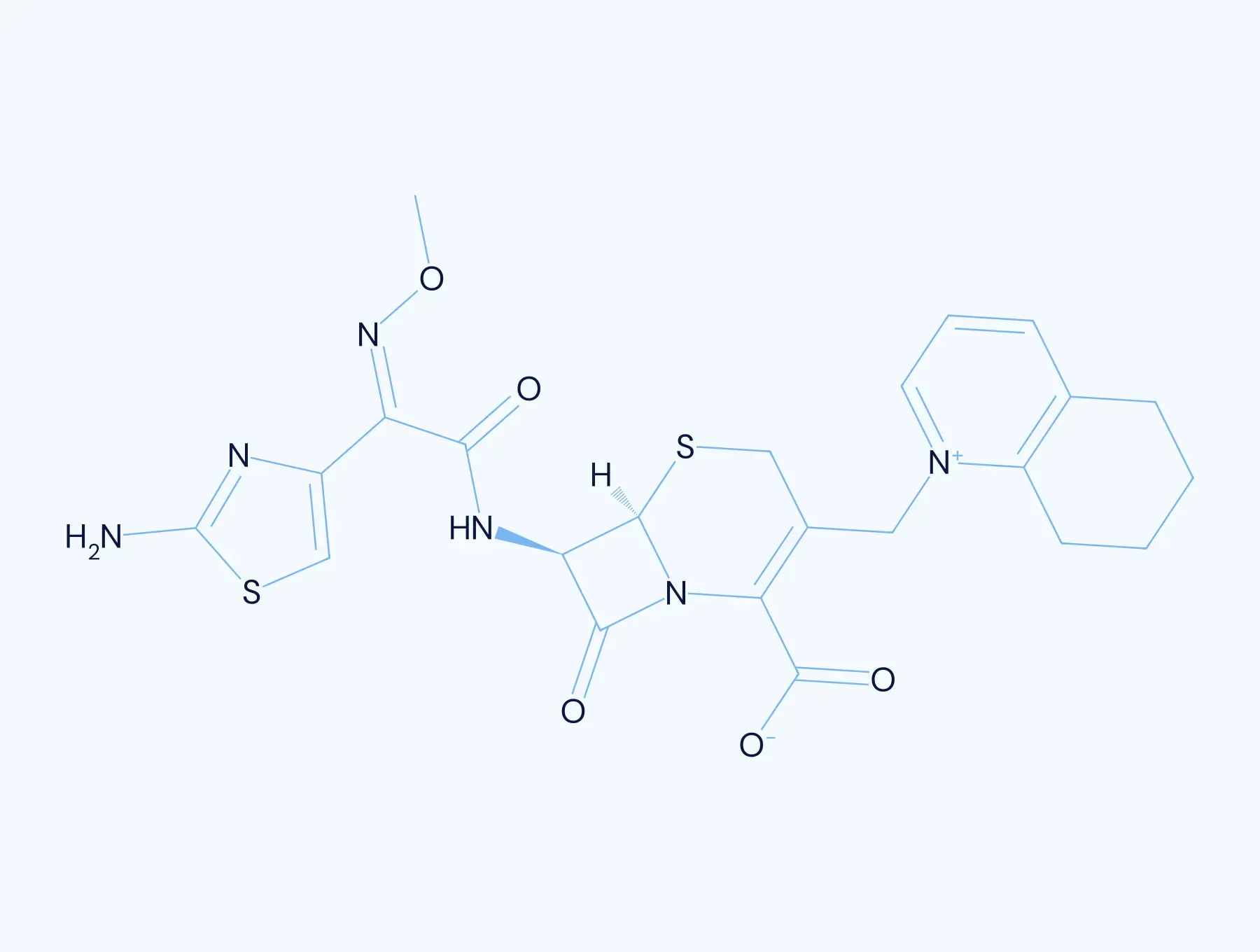 Cefaclor chemical structure diagram for the anti-infective antibiotic.