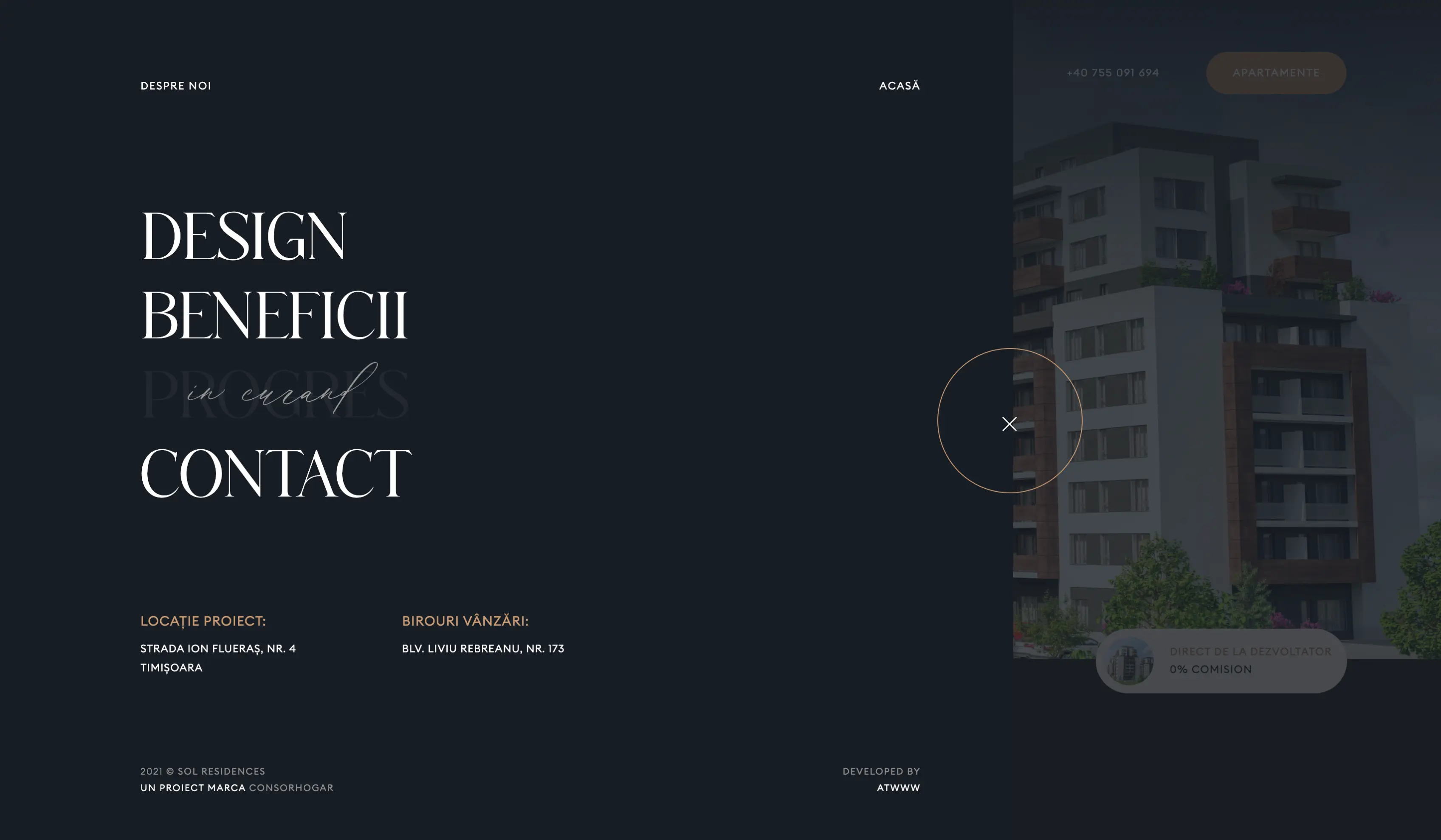 SOL RESIDENCE — location-first hero layout