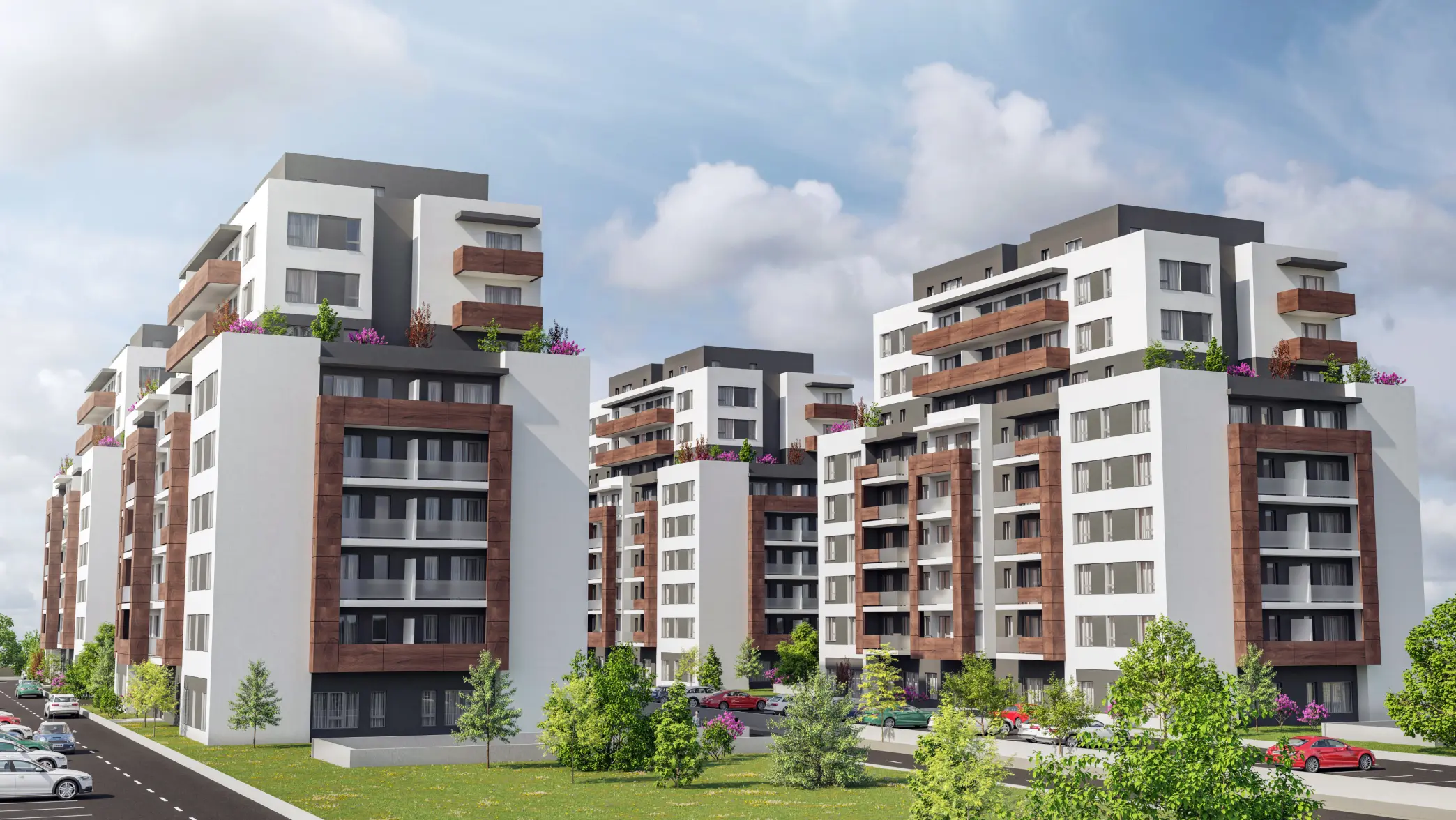 SOL RESIDENCE — aerial massing render