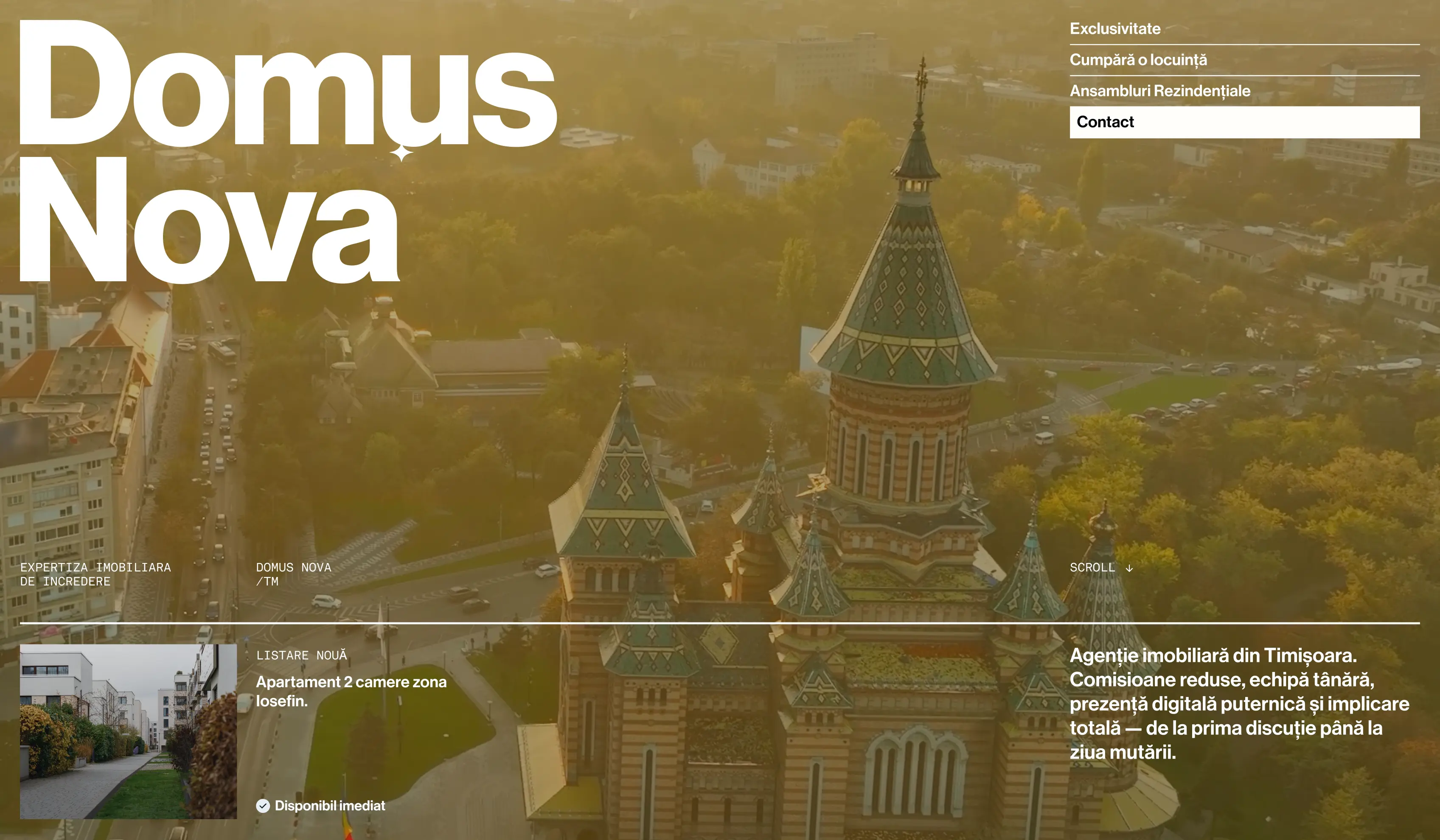 DOMUS NOVA — homepage with featured listing as hero