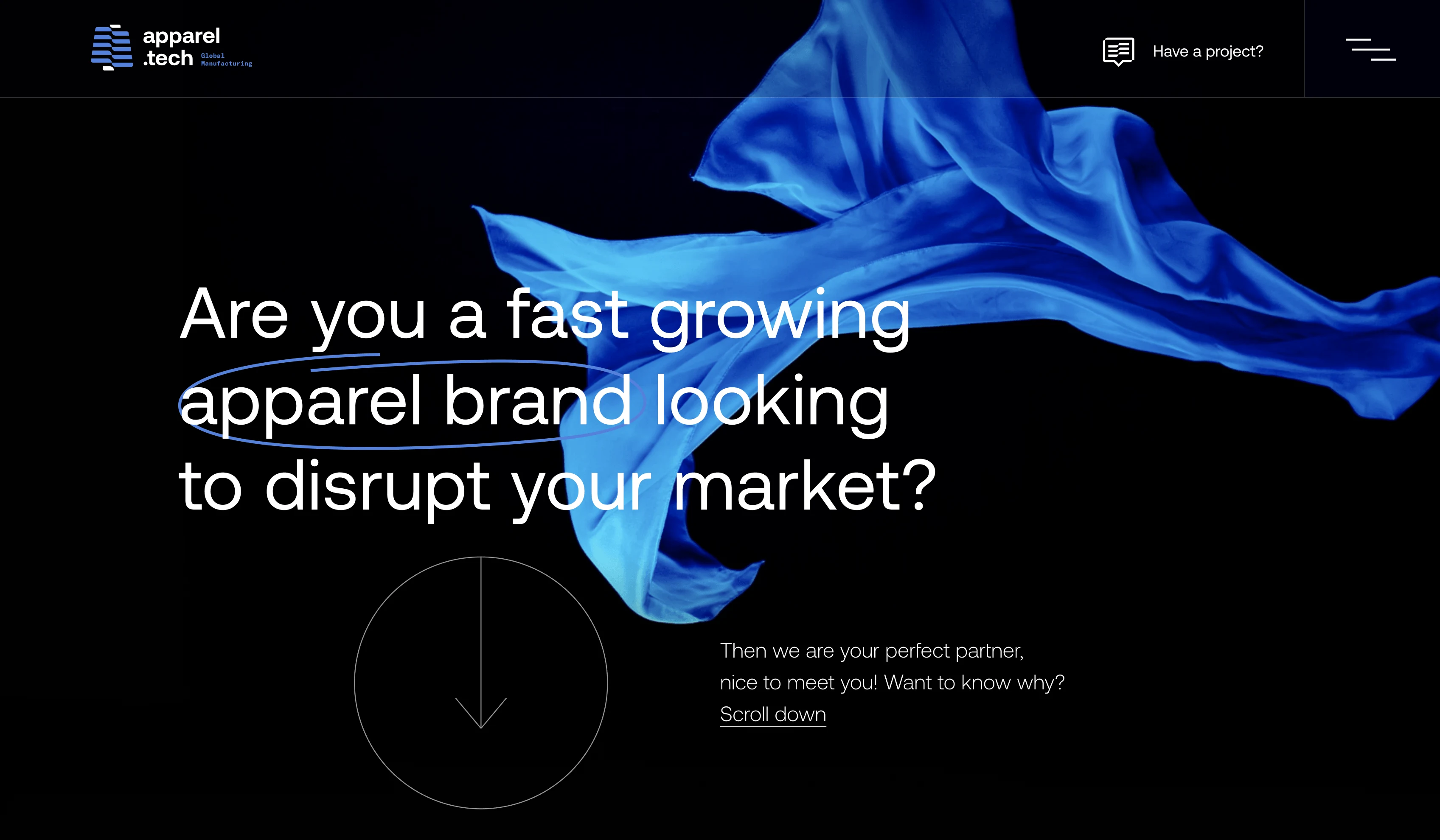 APPAREL TECH — homepage opening the manufacturing operation