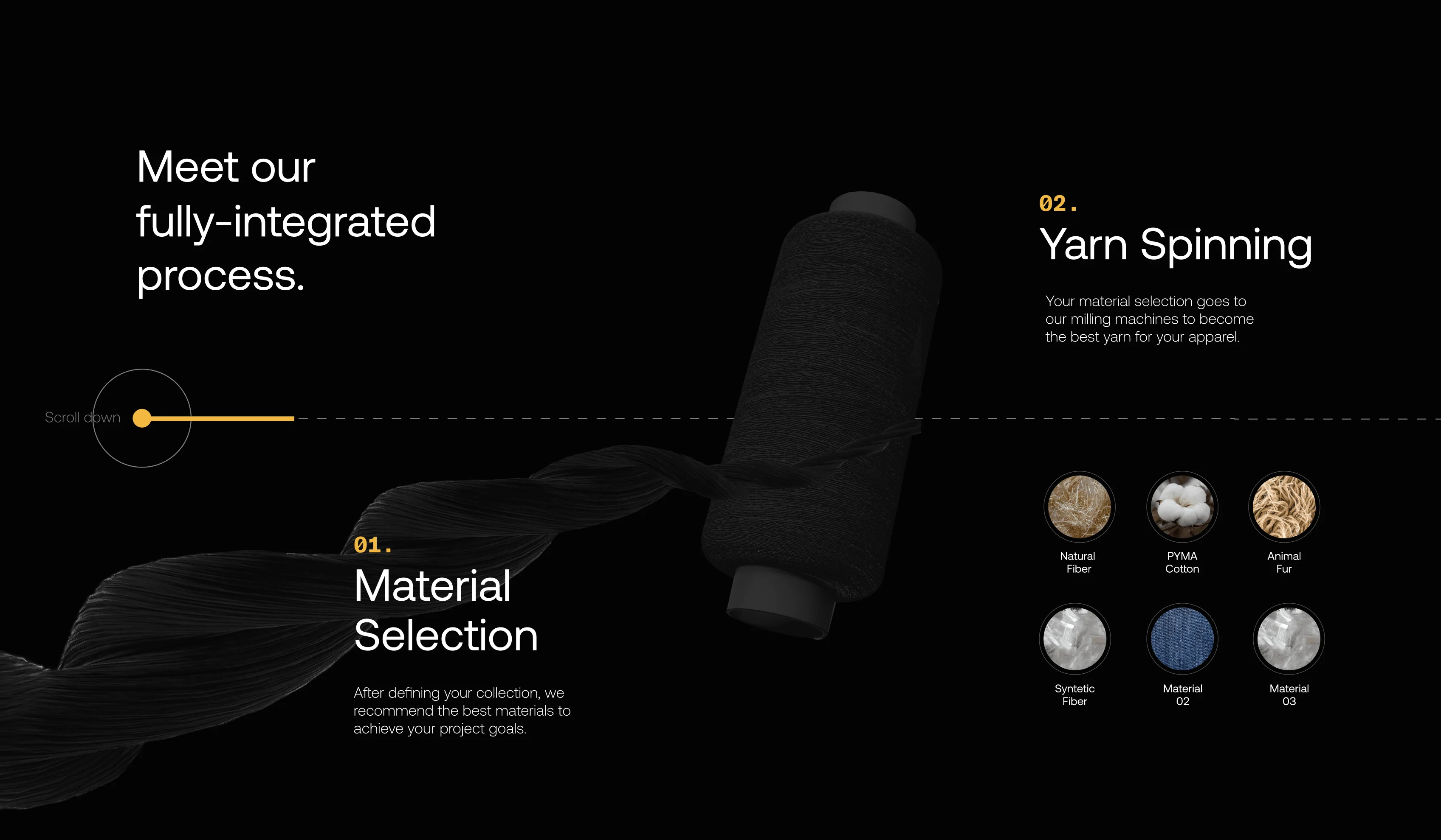 APPAREL TECH — materials catalog with drag interaction and property cards