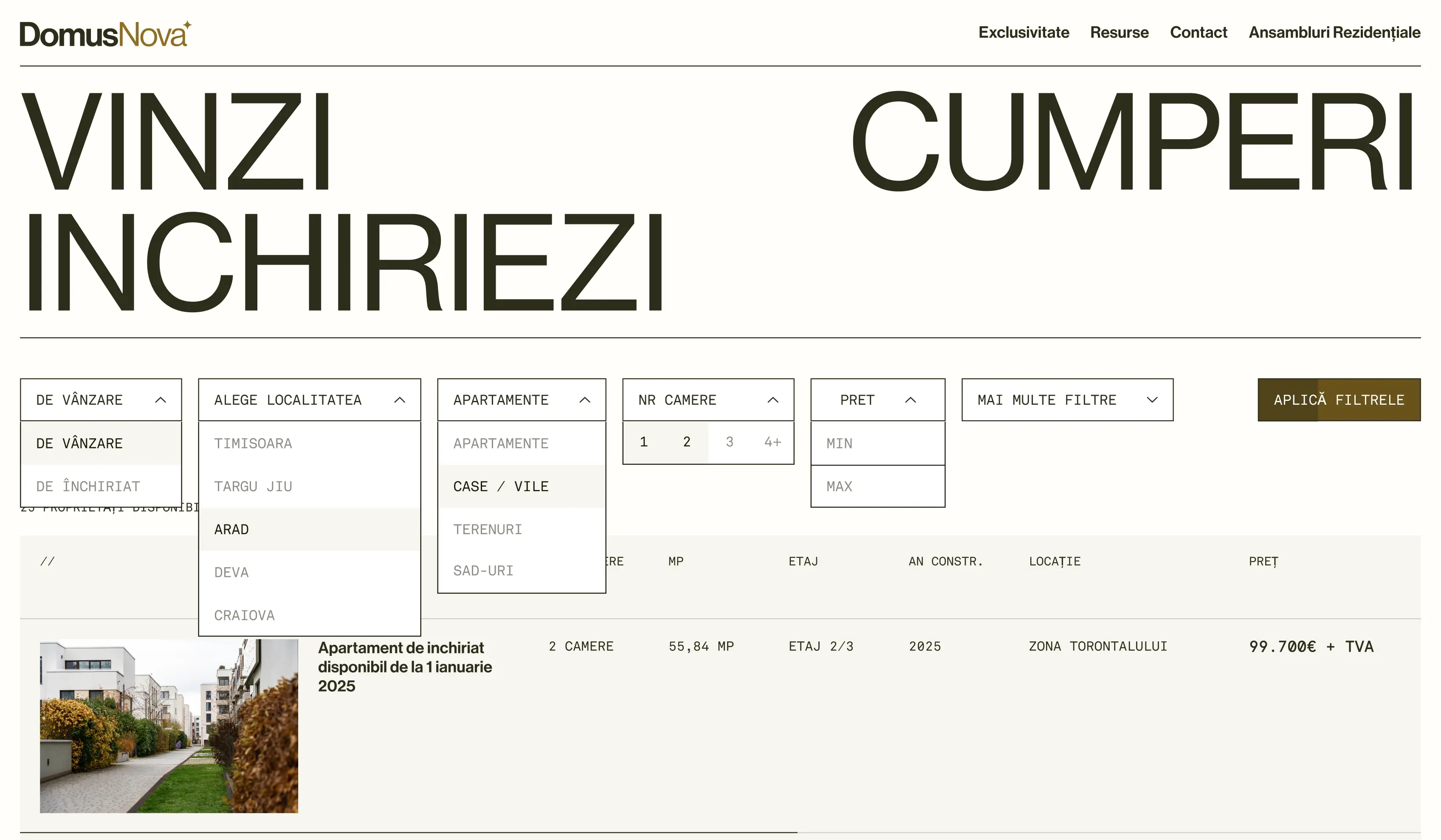 DOMUS NOVA — agent contact row inside a listing