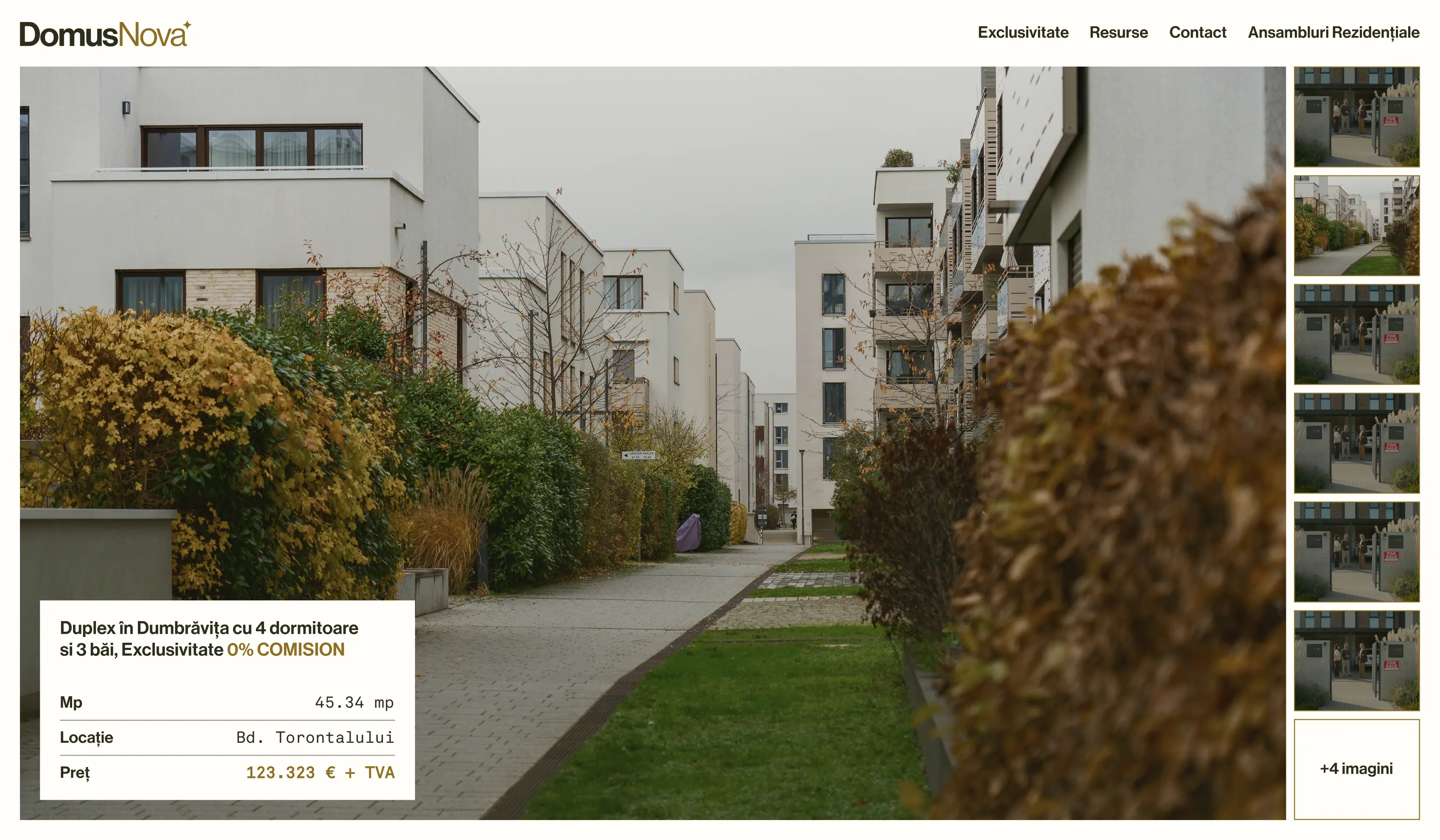 DOMUS NOVA — listings table with per-row agent CTA