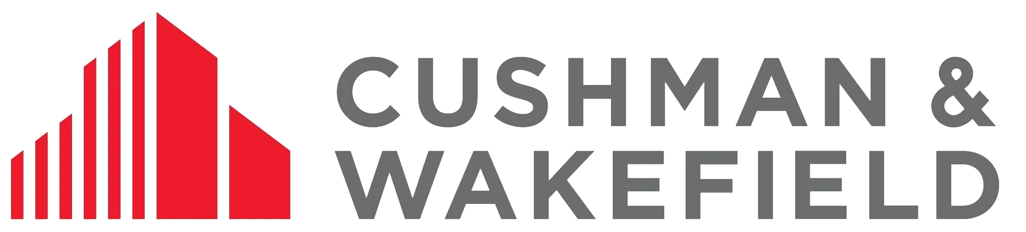 Cushman & Wakefield logo with stylized red building shapes to the left of the company name in gray uppercase letters.