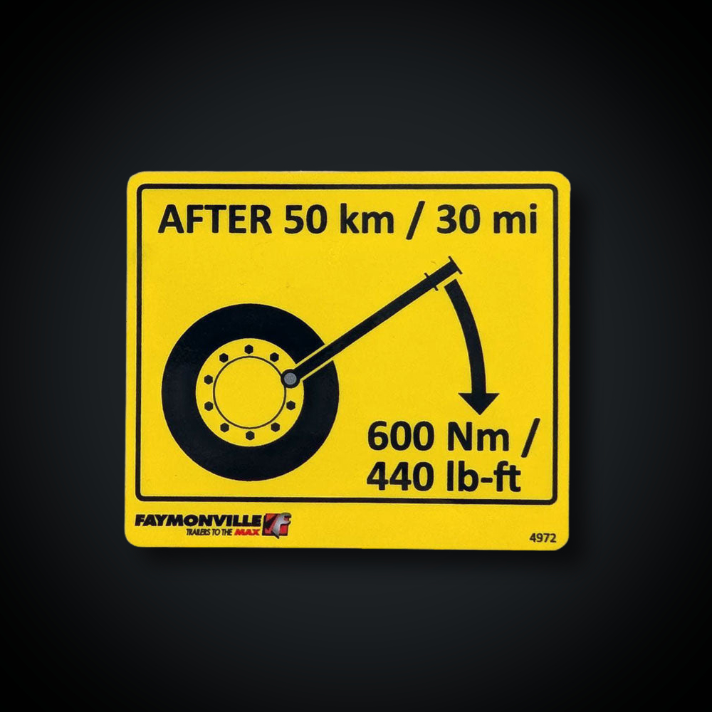 Faymonville UK Trailer 'Wheel Torque' Sticker - 4972