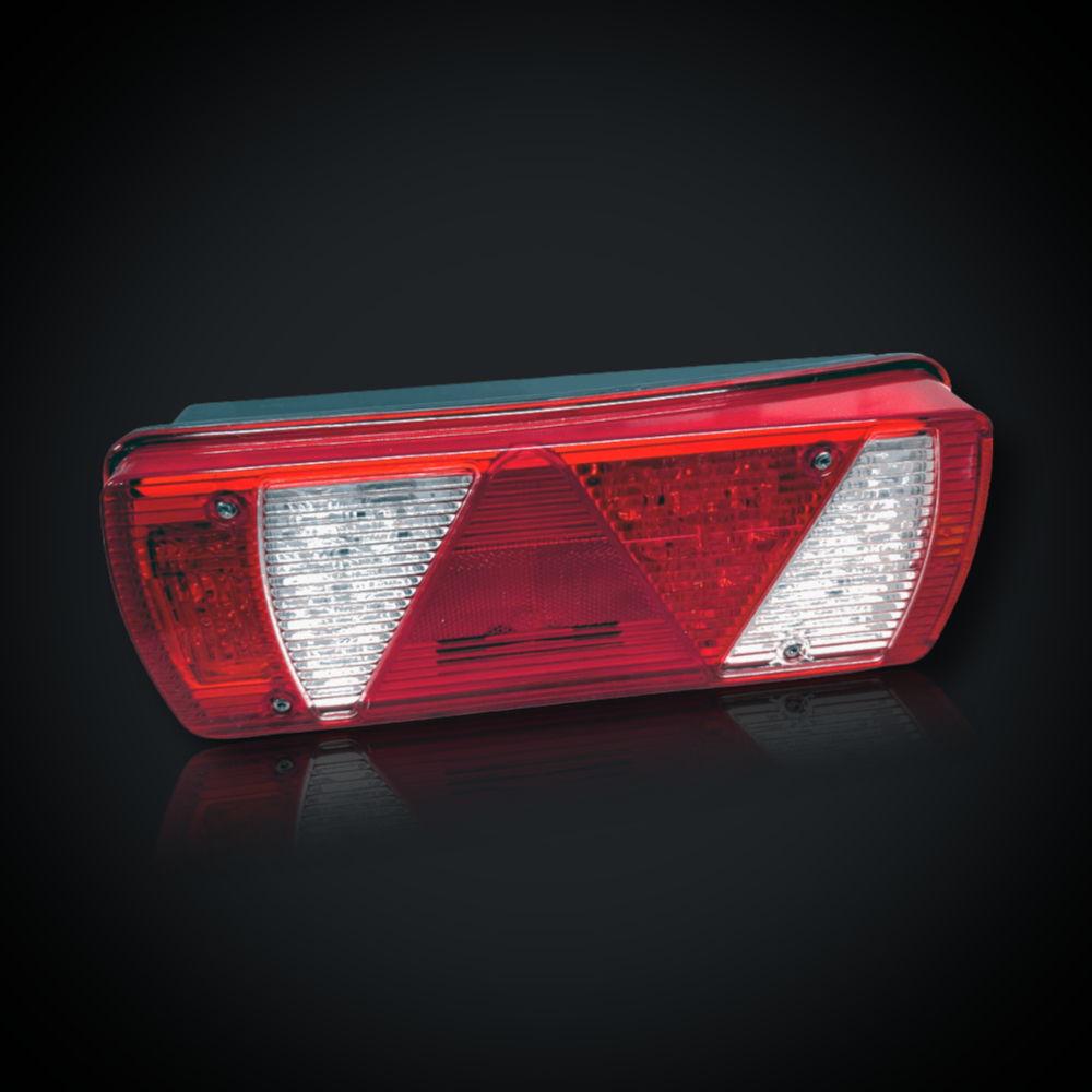 Faymonville UK Ecopoint II 24V Full-LED Trailer Rear Light – 5-Function with Triangle Reflector & ASS2 Plug