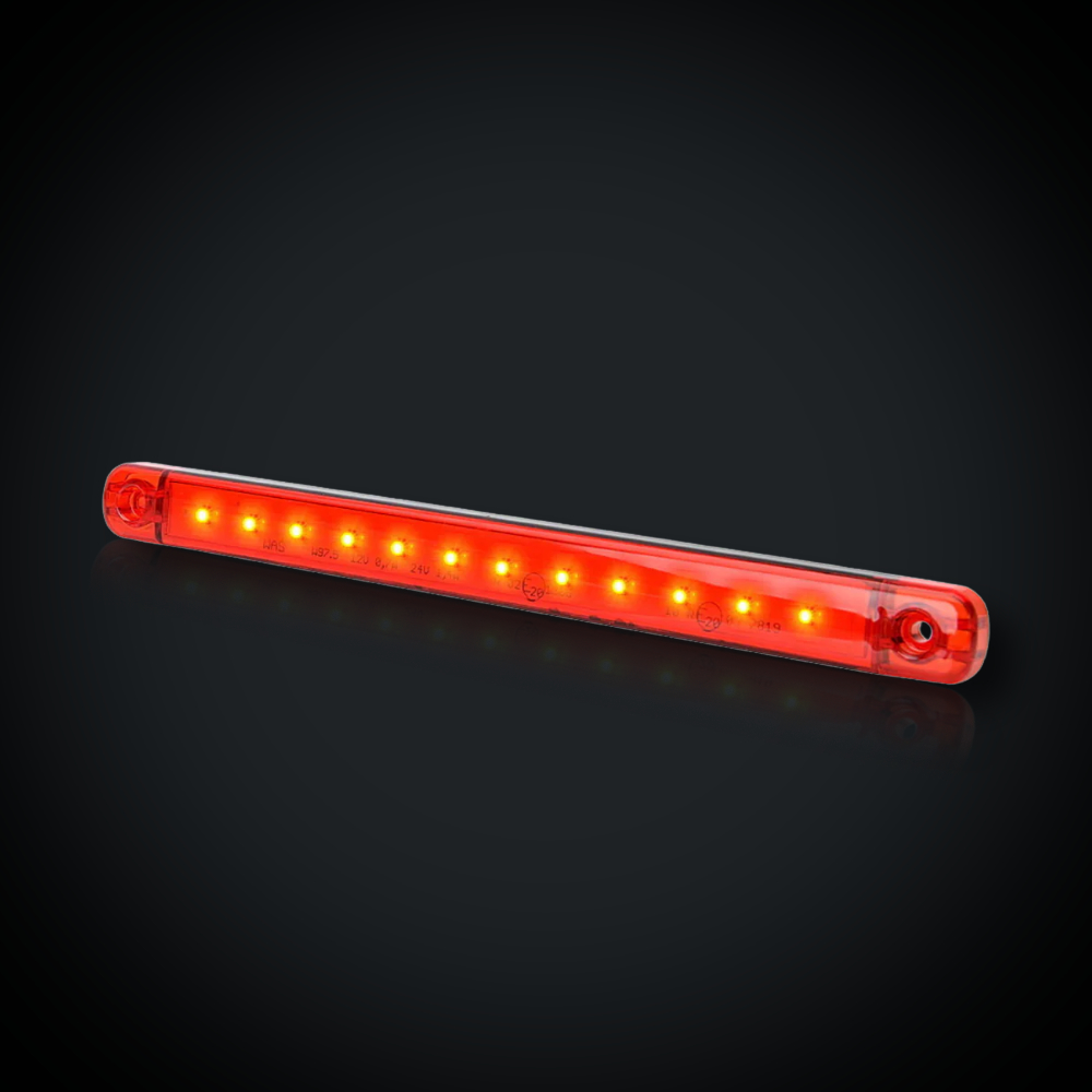 Faymonville UK 12-24V Red LED Slimline Rear Marker Light – Neon-Look Position Bar (238mm)
