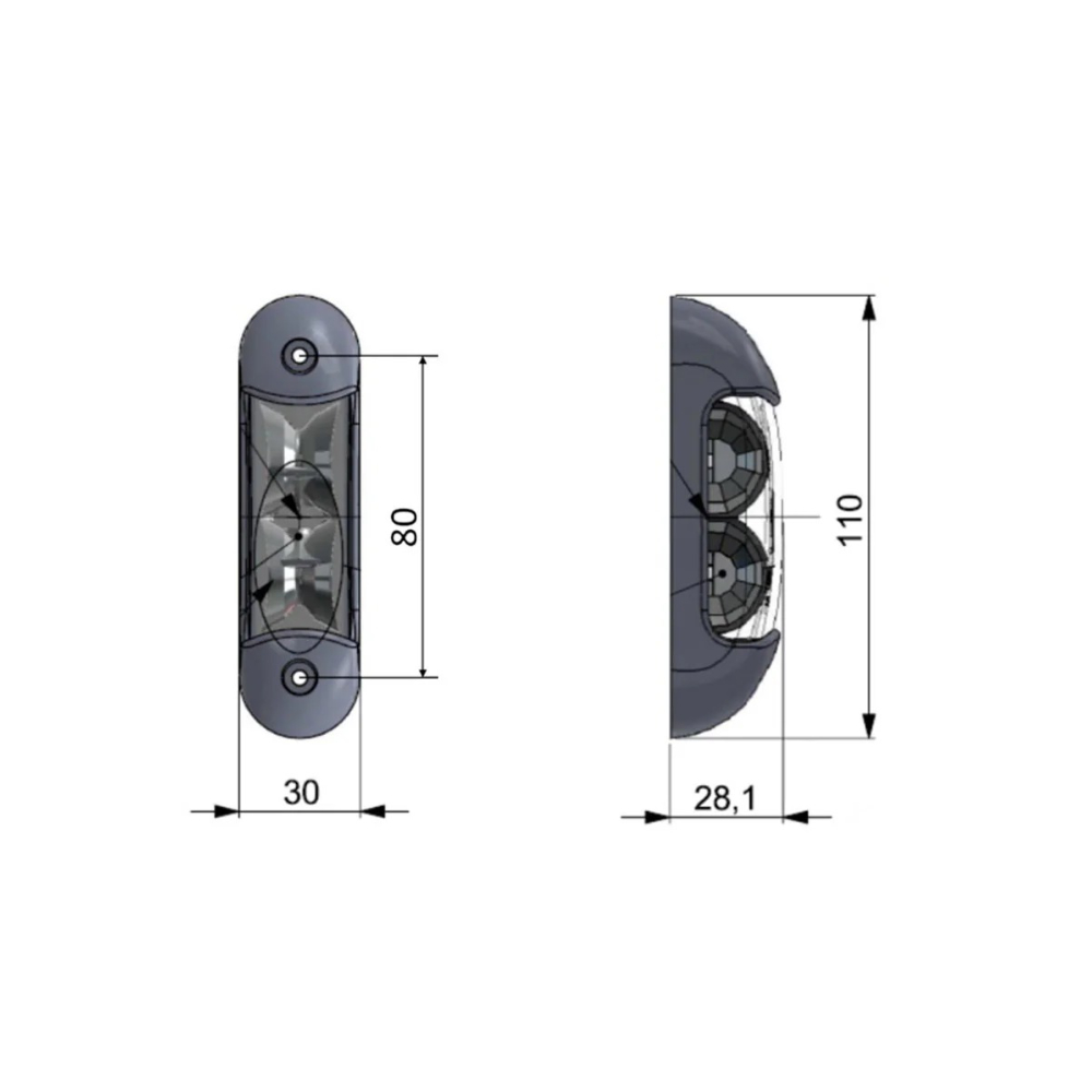 Faymonville UK 12-24V Amber LED Side Repeater – Cat6 Indicator with R6/R10 Certification (110mm)