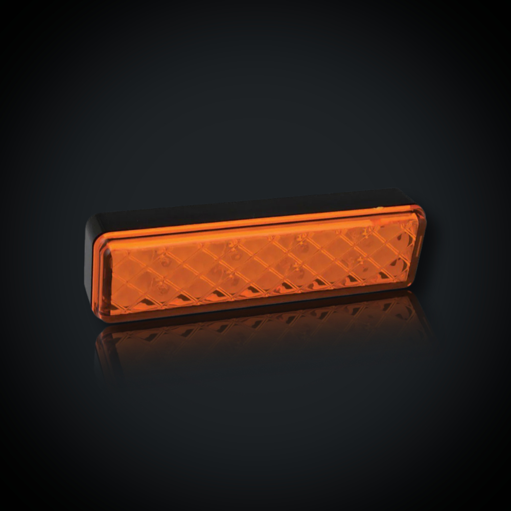 Faymonville UK Slimline Amber LED Direction Indicator – Diamond Pattern Lens & Surface Mount Bracket (135mm)