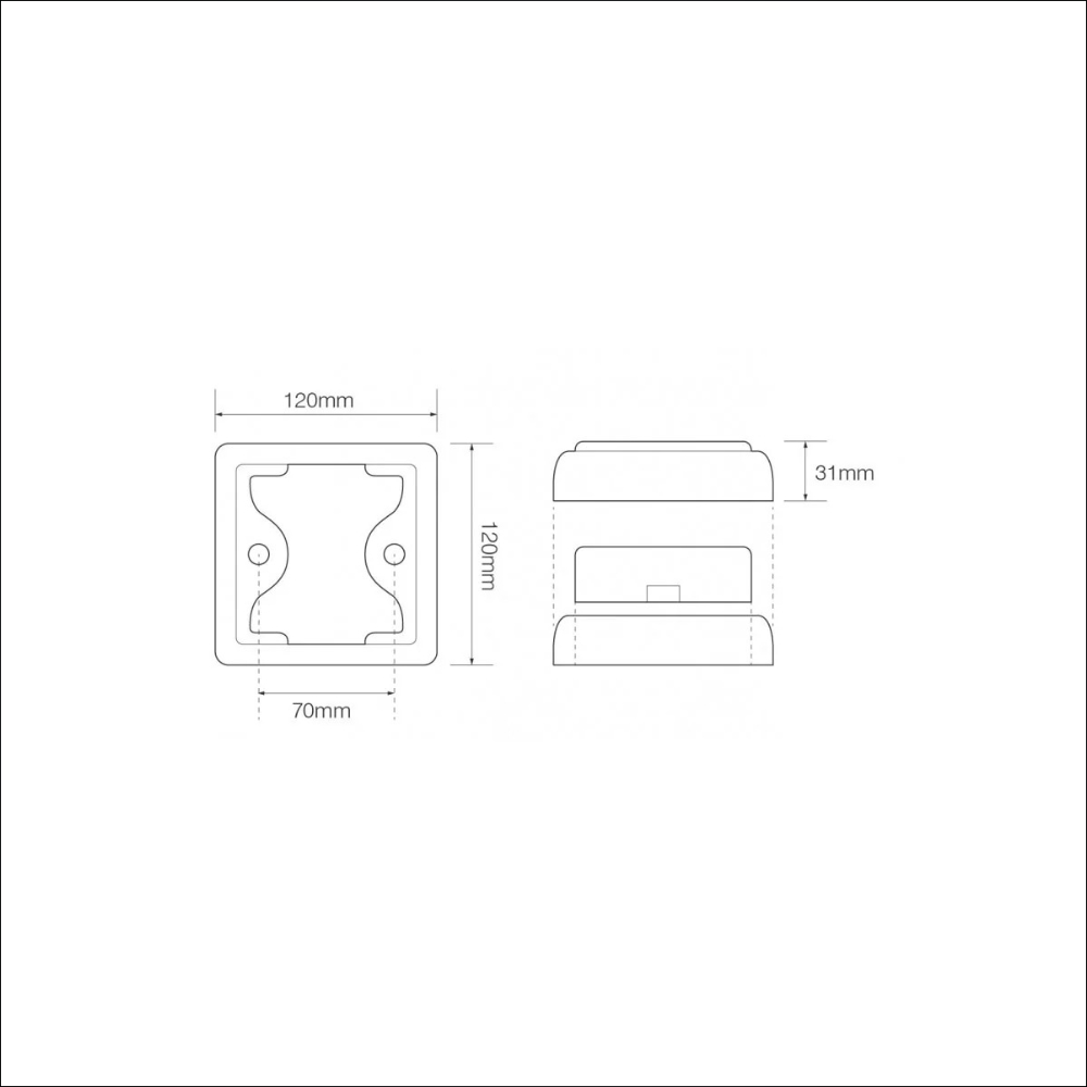 Faymonville UK 12-24V 80 Series Square LED Rear Fog Light (R38 Approved)