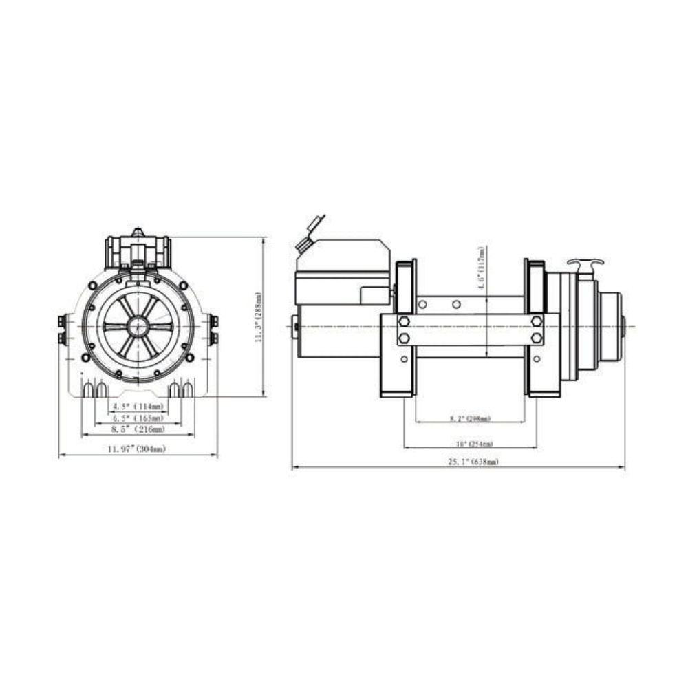 Faymonville UK EN Rated Electric Winch with Wire Rope (24V, 13,500 lbs / 6.1 Tonne) - EN6100