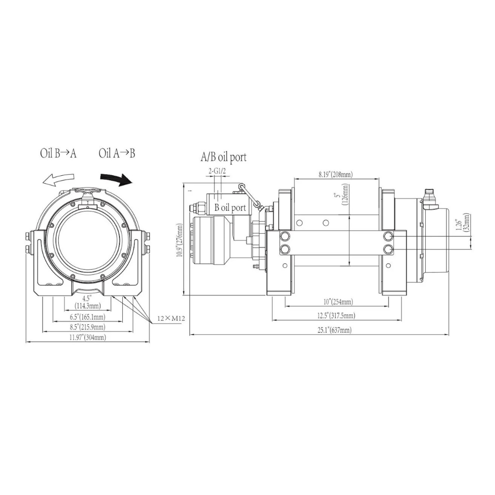 Faymonville UK EN Rated Hydraulic Winch with Wire Rope (18,000lb) - HEN18000