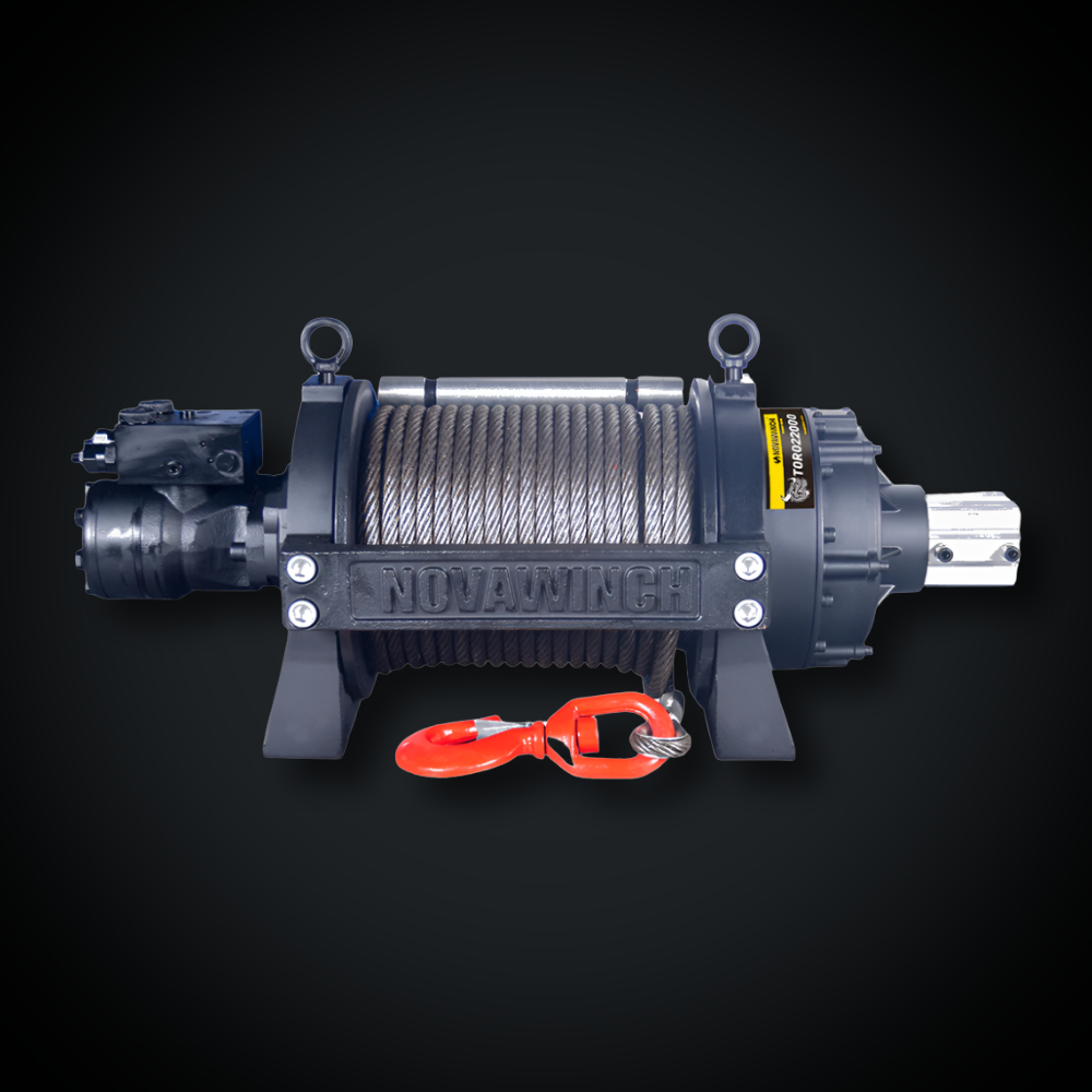 Faymonville UK Hydraulic Winch with Wire Rope, Roller Fairlead & Swivel Hook (22,000lb) - TORO22000