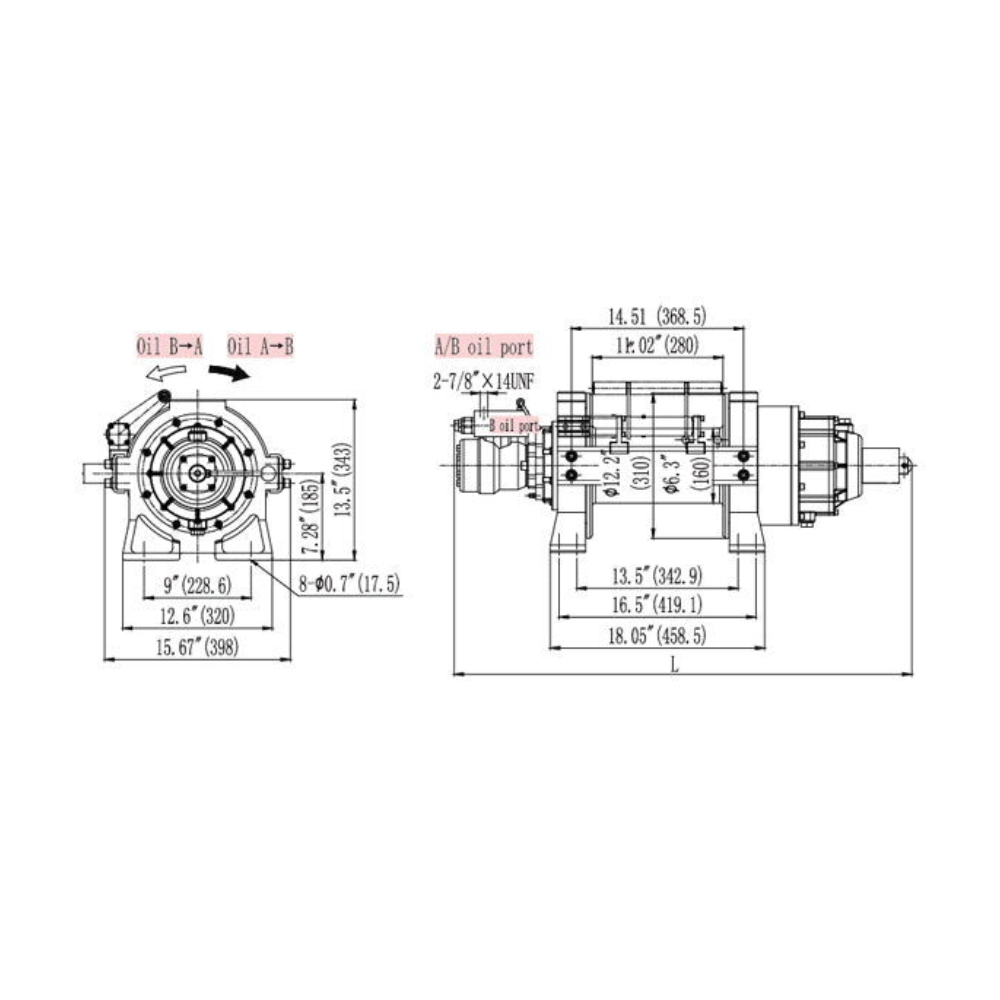 Faymonville UK EN Rated Hydraulic Winch with Pneumatic Clutch (25,000lb) - HEN25000
