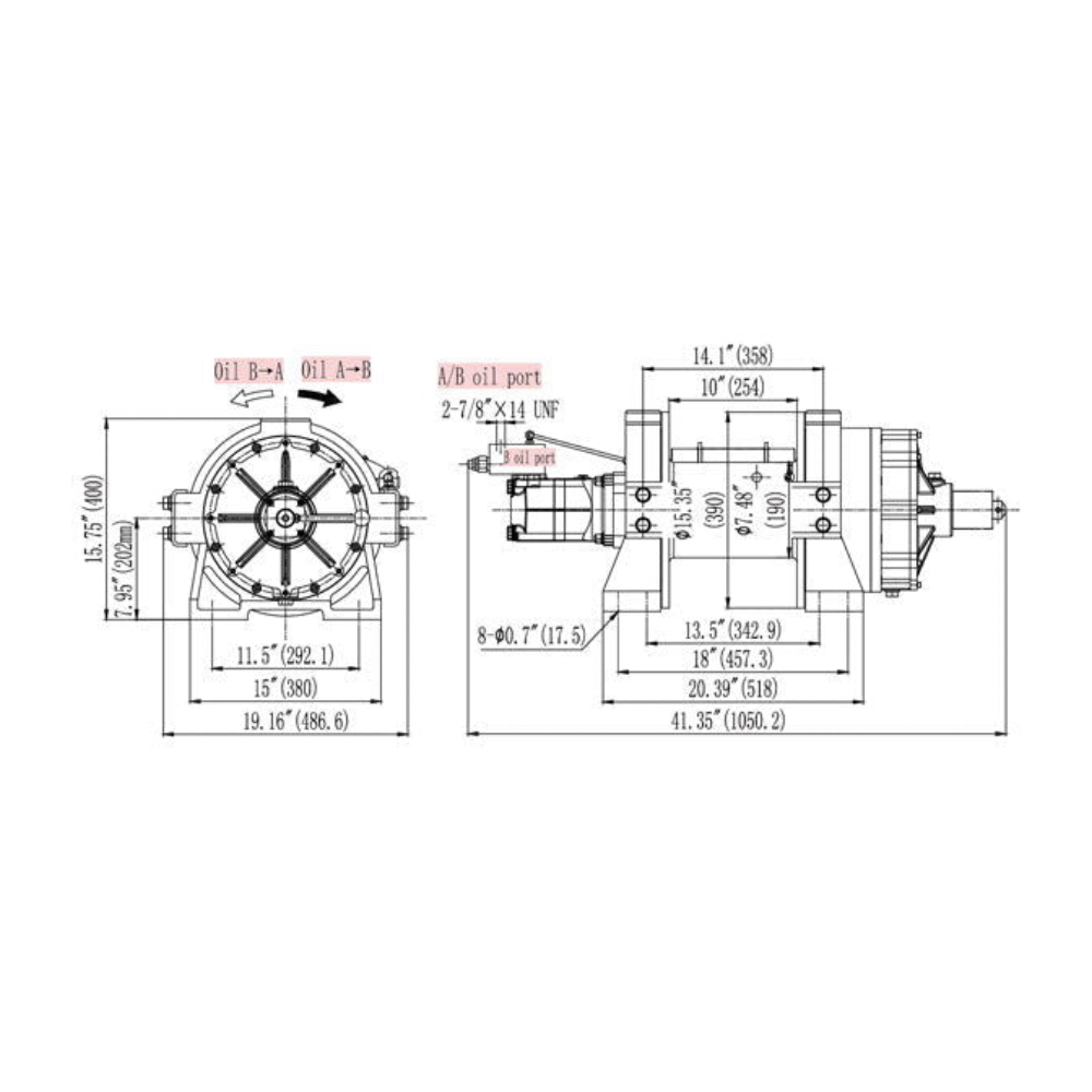 Faymonville UK EN Rated Hydraulic Winch with Pneumatic Clutch (30,000lb) - HEN30000