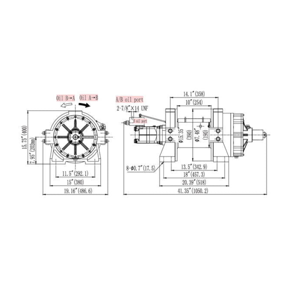 Faymonville UK EN Rated Hydraulic Winch with Manual Clutch (30,000lb) - HEN30000