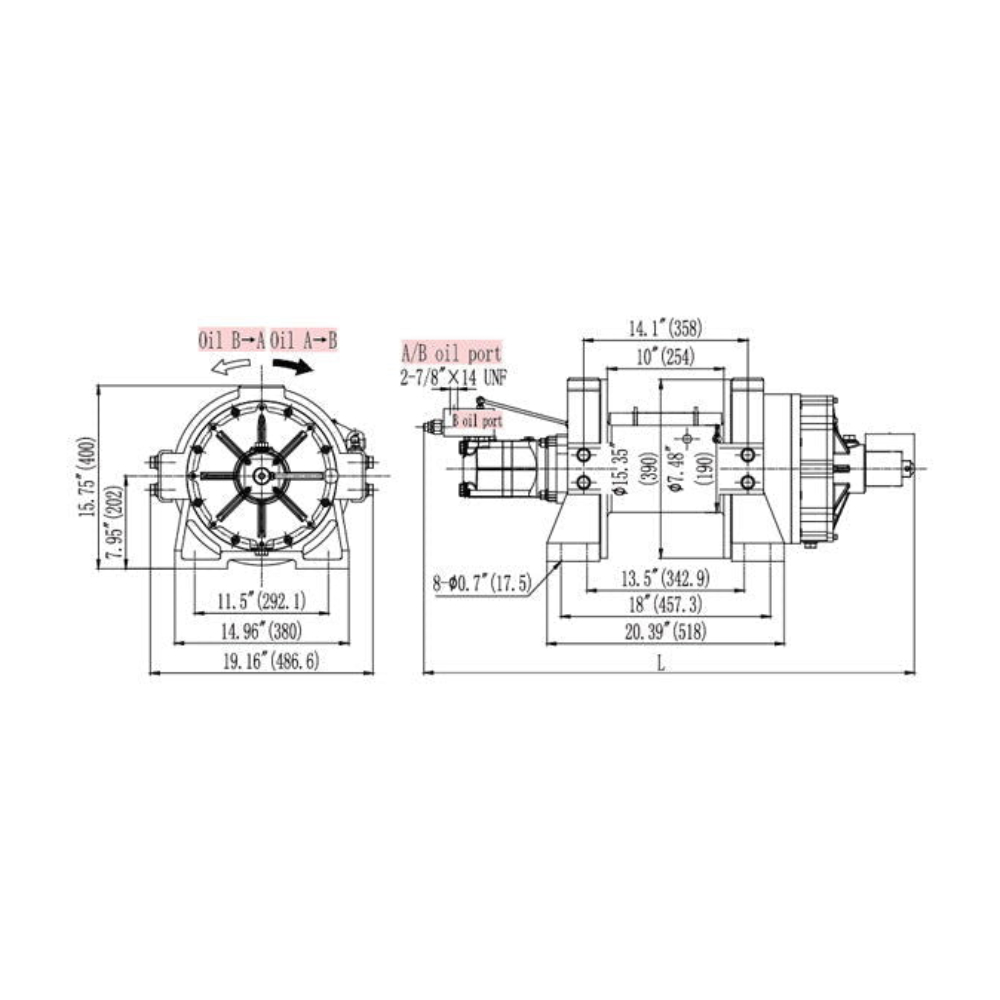 Faymonville UK EN Rated Hydraulic Winch with Standard Drum (45,000lb) - HEN45000