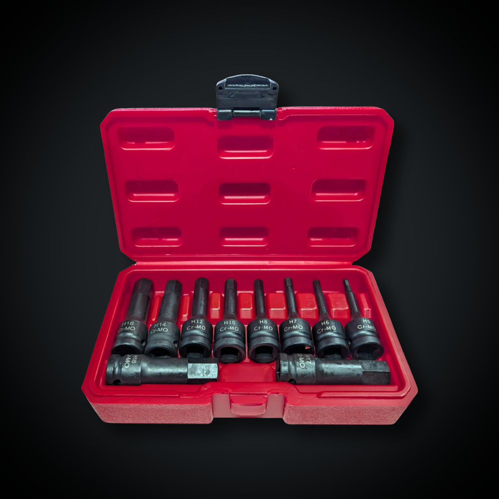 Faymonville UK 10-Piece 1/2" Drive CR-MO Impact Hex Alan Key Socket Set H5-H18