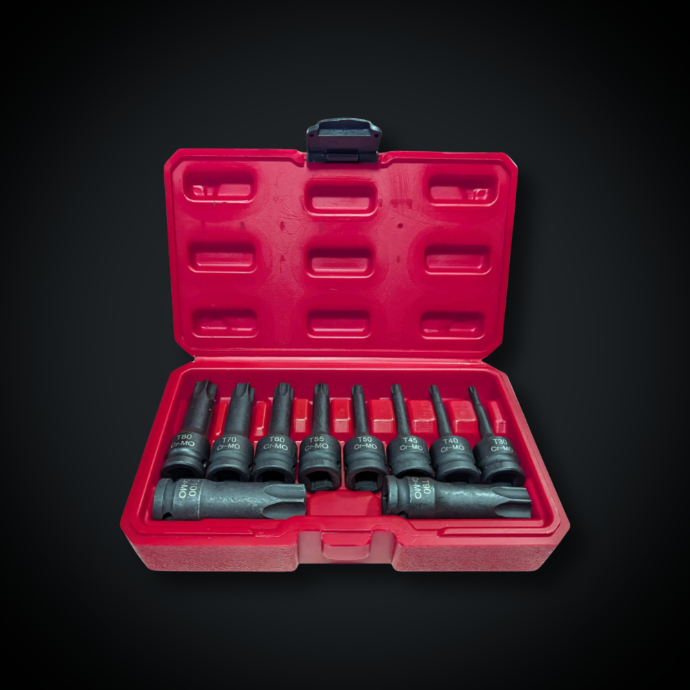 Faymonville UK 10-Piece 1/2" Drive CR-MO Impact Torx Socket Set T30-T100