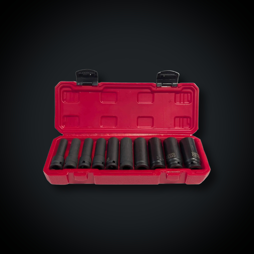 Faymonville UK 10-Piece 1/2" Drive CR-MO Deep Impact Socket Set 10-24mm