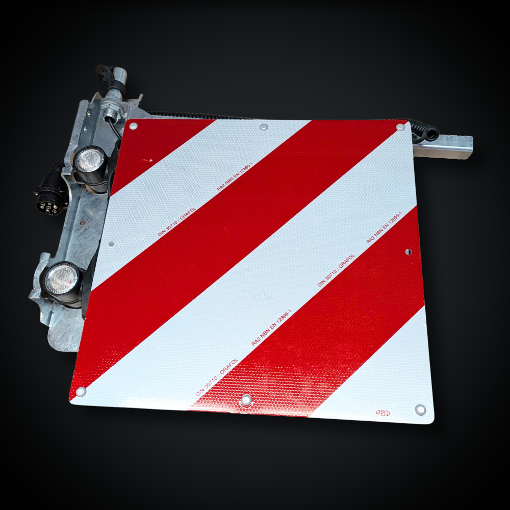 Faymonville UK Rear Hanging Wide Load Marker Board with Spacer for Ramps (423x423mm) Left Side [N/S]