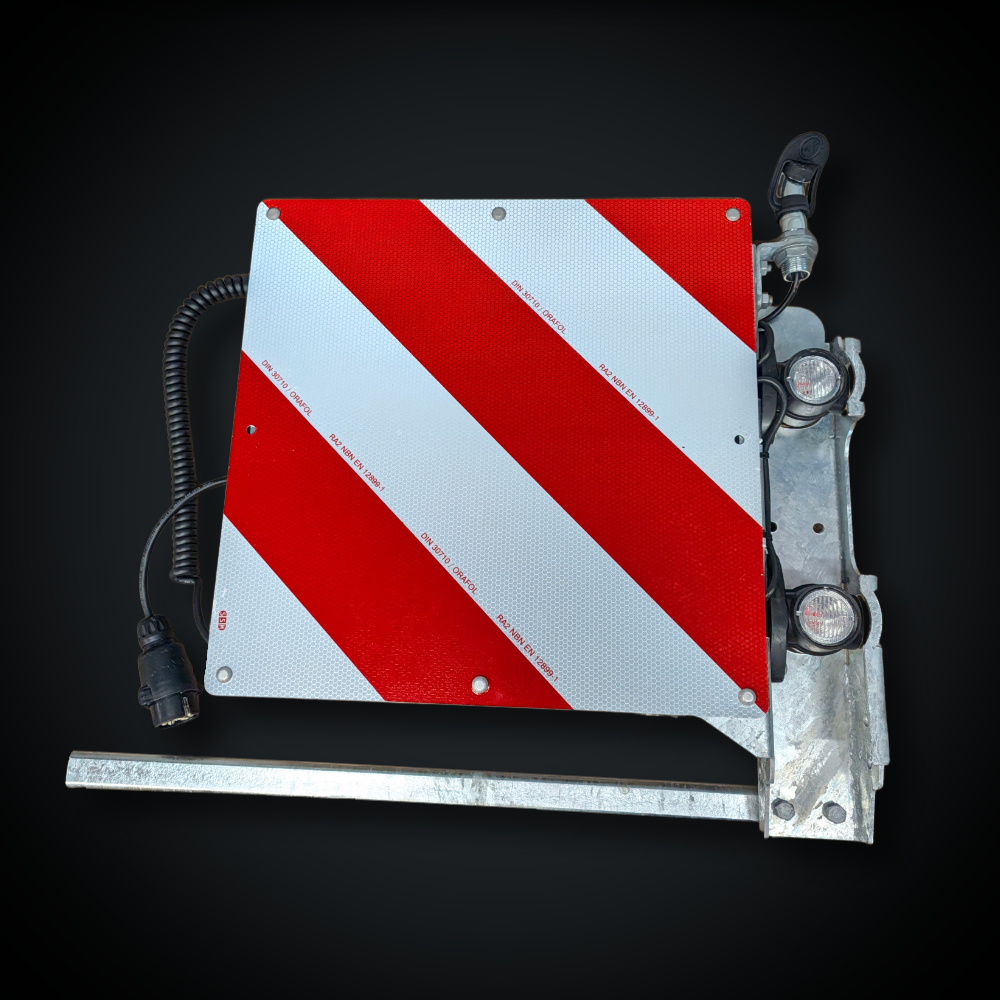 Faymonville UK Rear Standing Wide Load Marker Board without Spacer for Ramps (423x423mm)