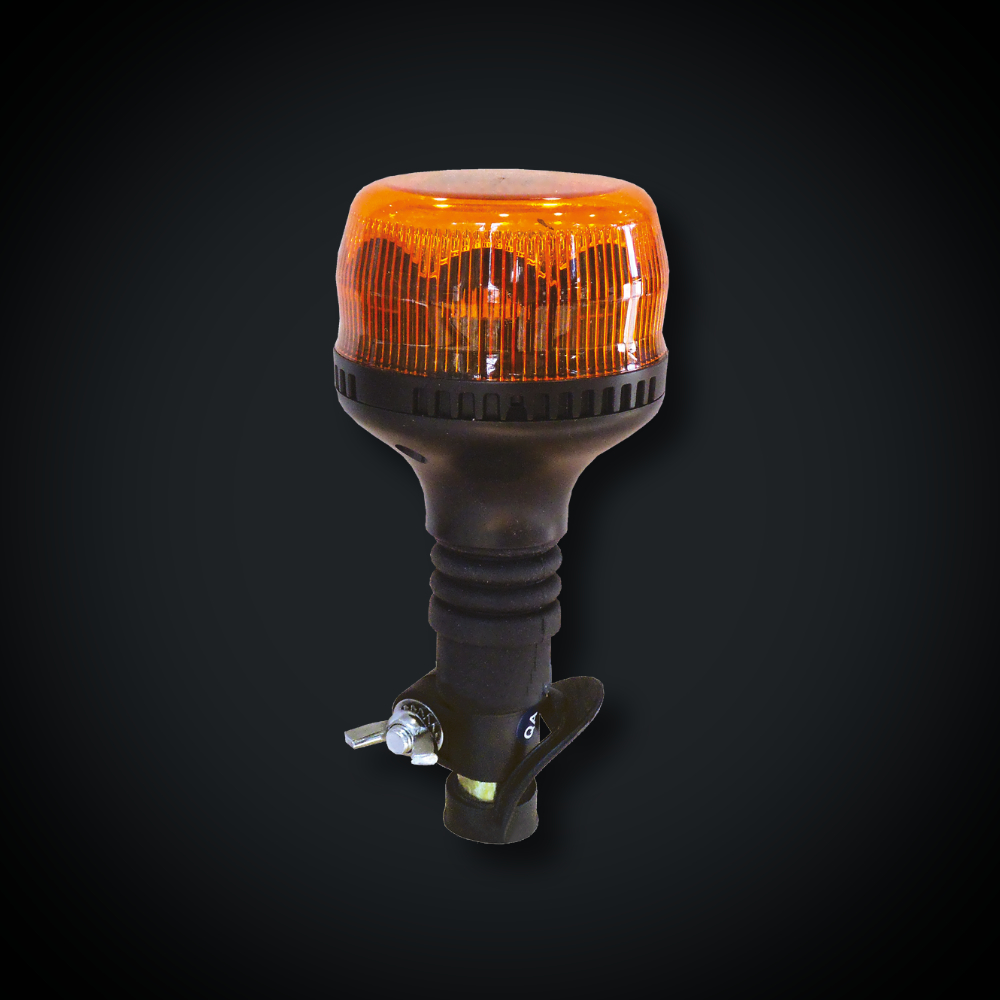 Faymonville UK 12-24V Rotating Amber LED Warning Beacon (DIN Pole Mount, R65/R10) - 505F-DV-OR/R