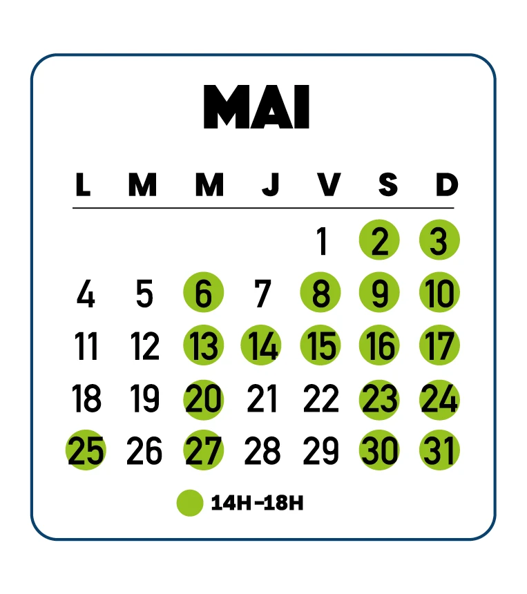 calendrier ouverture mai
