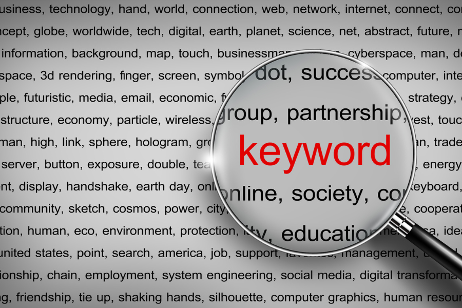 Image of SEO Keywords with magnifying glass