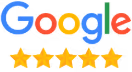 Image of Google logo with 5 stars featured below.
