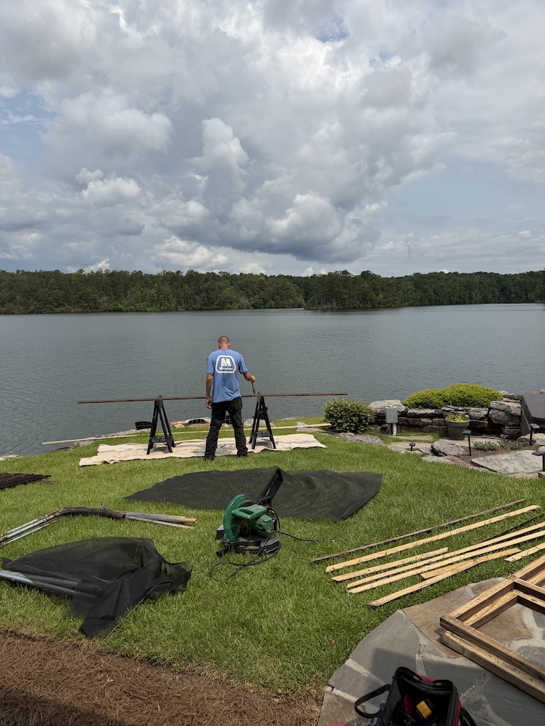 Covered deck roof construction Lake Martin Alabama