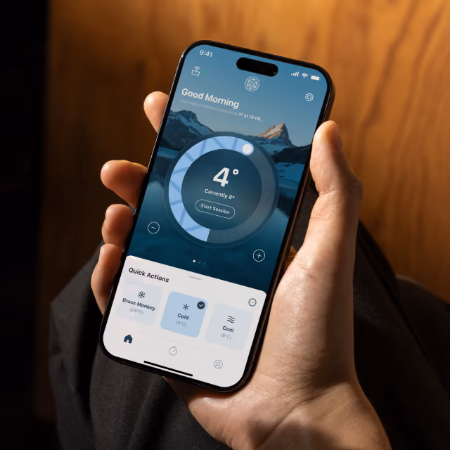 Brass Monkey iOS and Android app displayed on a smartphone held in hand - product design project by Nath&Co