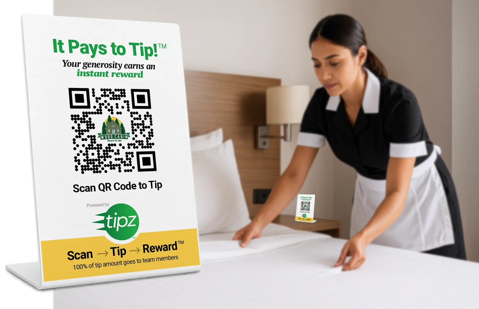 Enable housekeeping, concierge, and hospitality staff to receive tips directly.