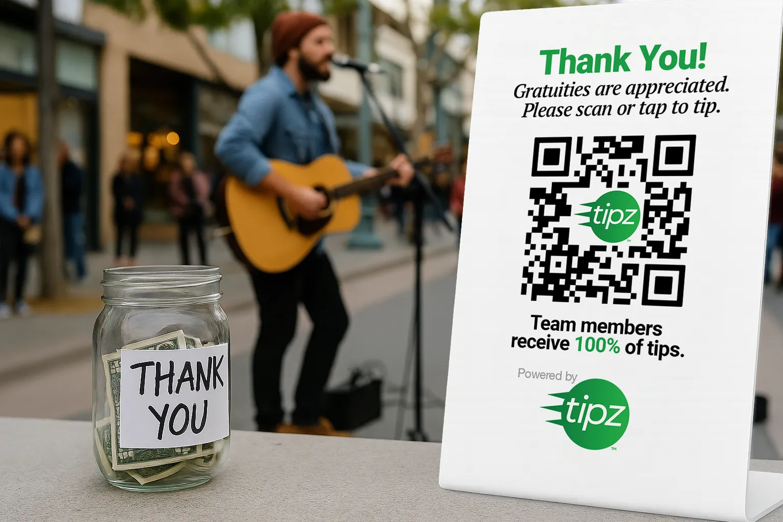Help delivery drivers and gig economy workers get tipped without cash hassle.