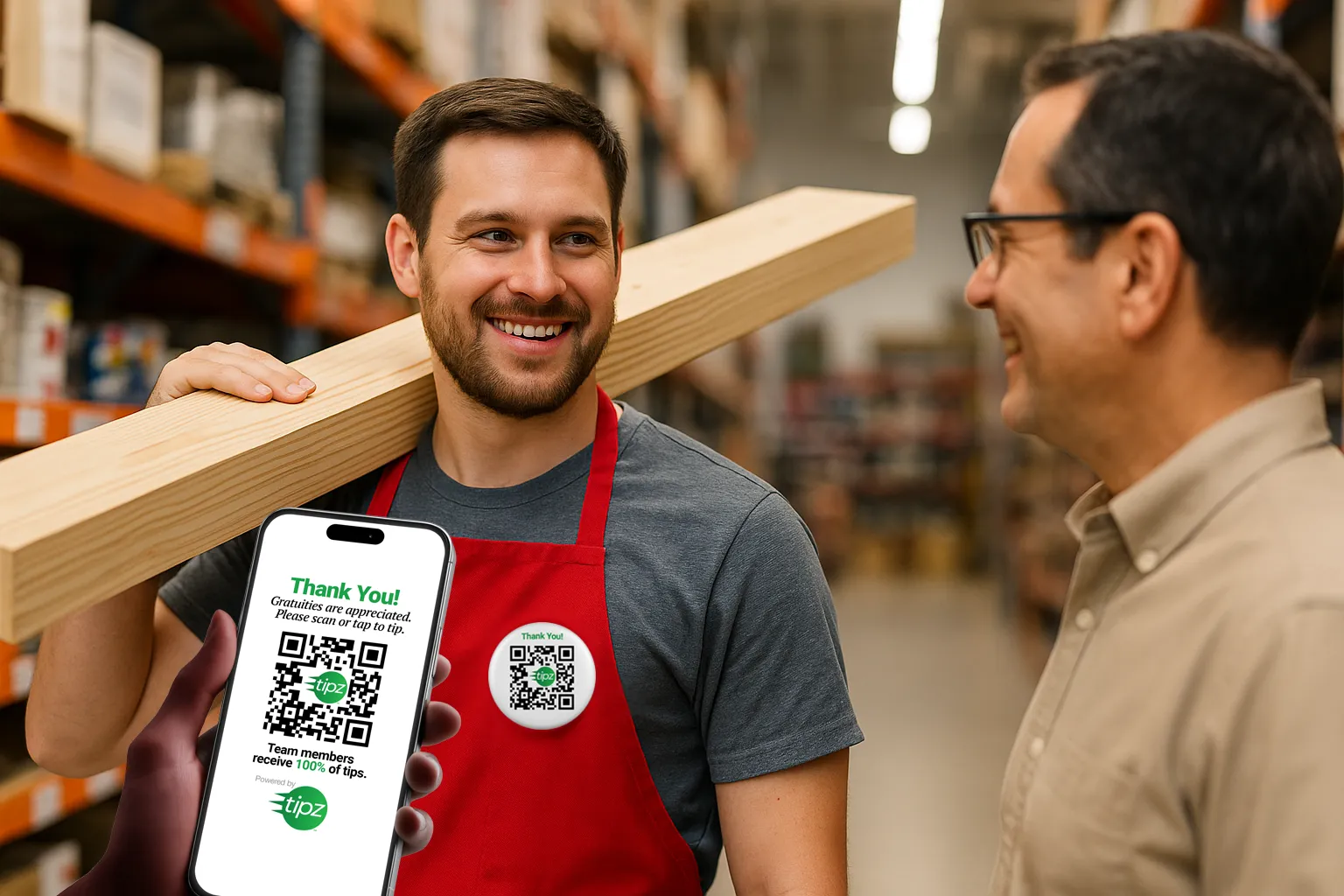 Perfect for hardware stores, sporting goods shops, and liquor stores where staff provide expert advice and services alongside product sales.