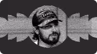 A black and white stylized circular portrait of Matt Odell, founder of Ten31, wearing a baseball cap with the Ten31 logo. The entire image is overlaid with a distinct horizontal wavy line pattern against a dark gray background.