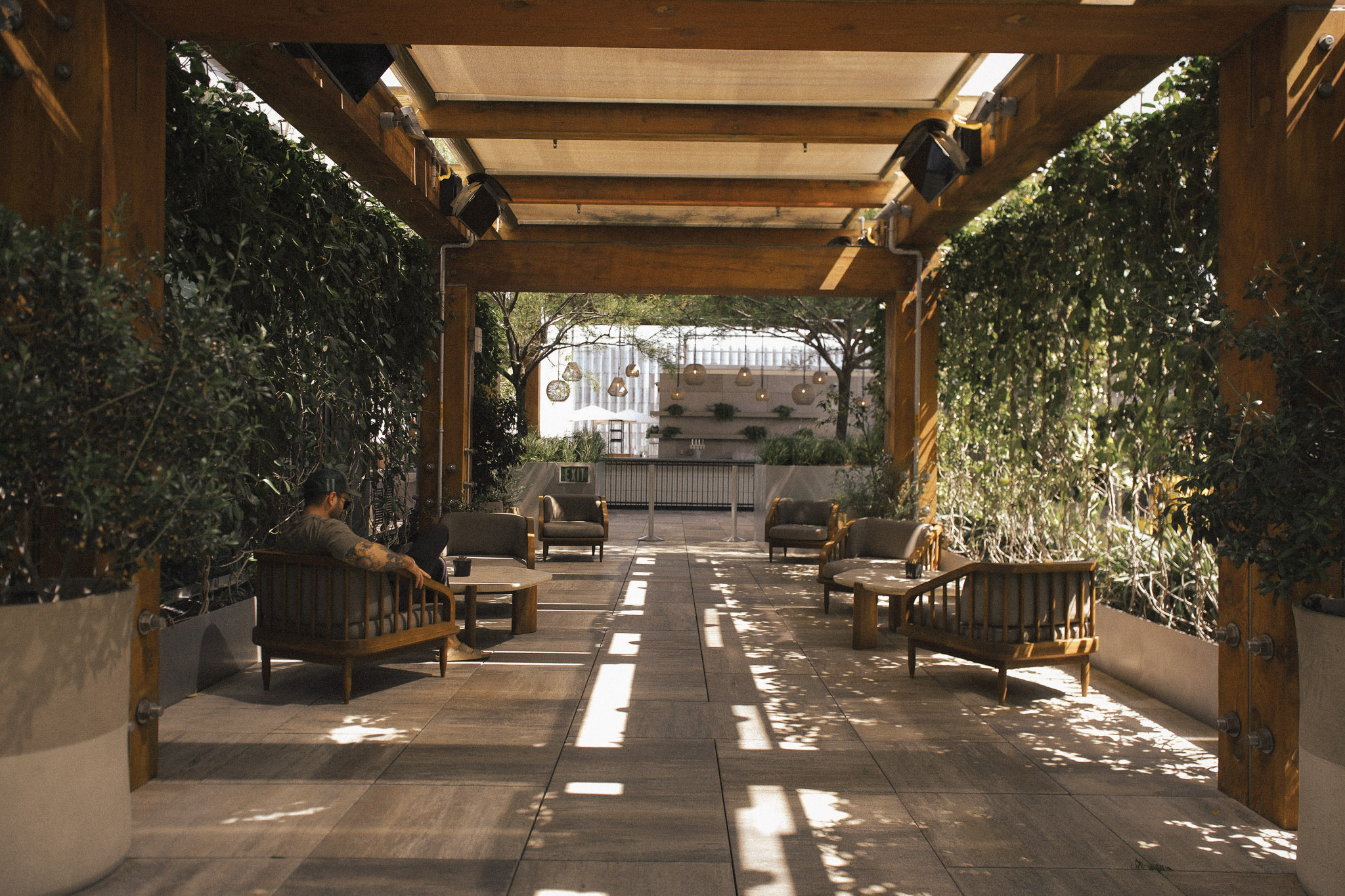 The Conrad Los Angeles patio - Wellness Hotel feature by Well City Guide