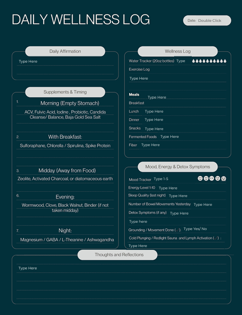 Vitalis Supplement Timing and Food Tracker