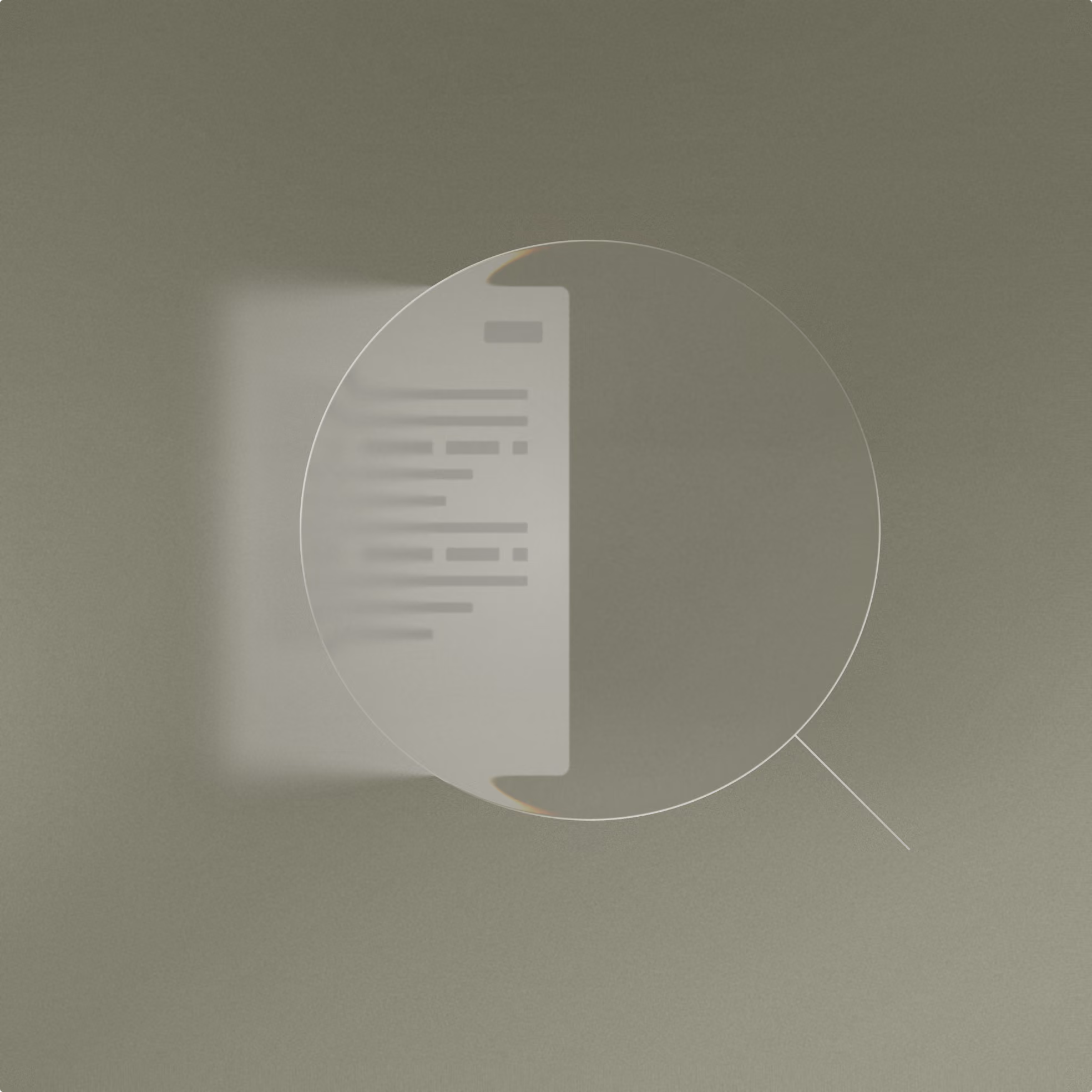 Lupe mit Dokumentsymbol zeigt Suchergebnis auf neutralem Hintergrund