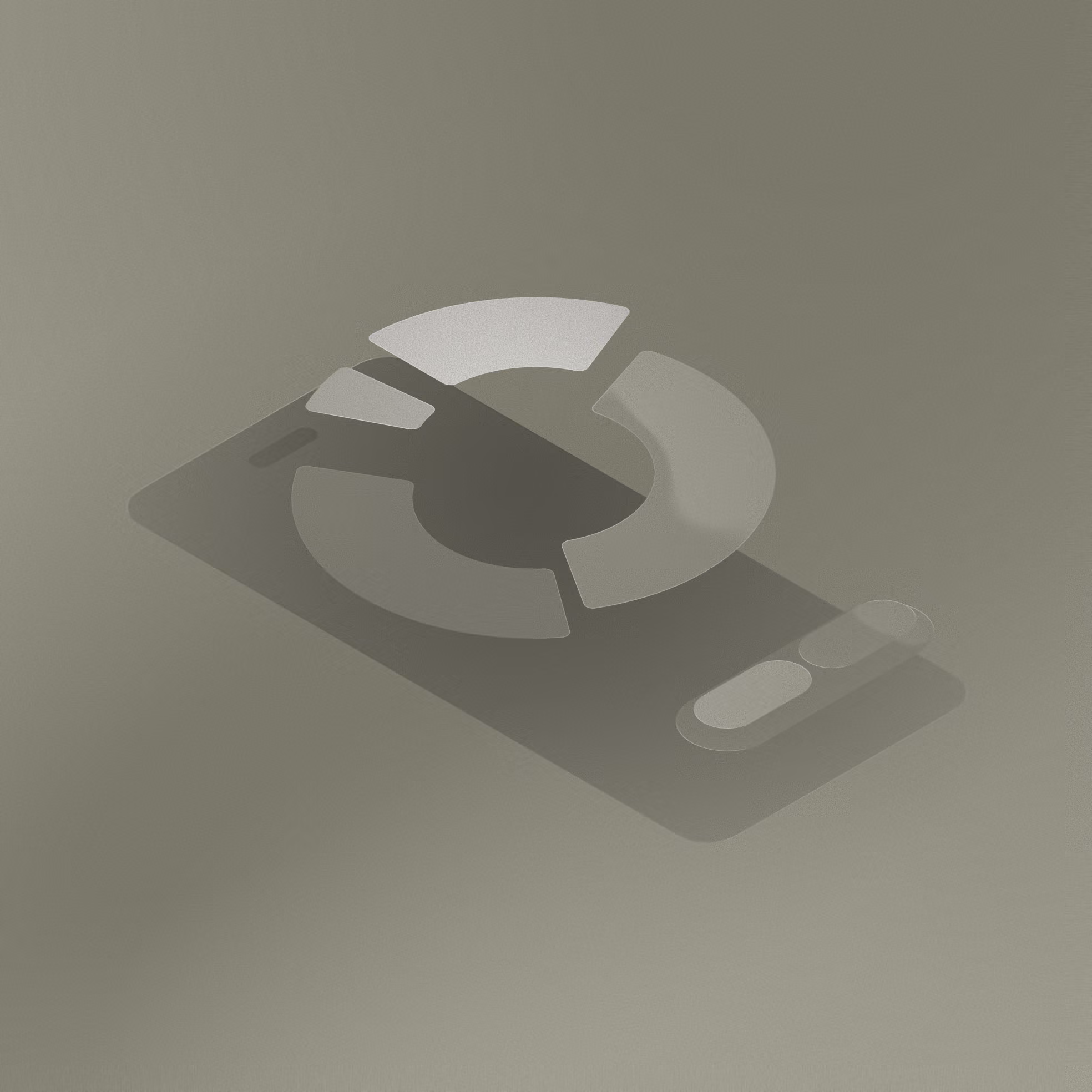Isometrisches Smartphone mit einem fragmentierten Auge-Symbol auf dem Display